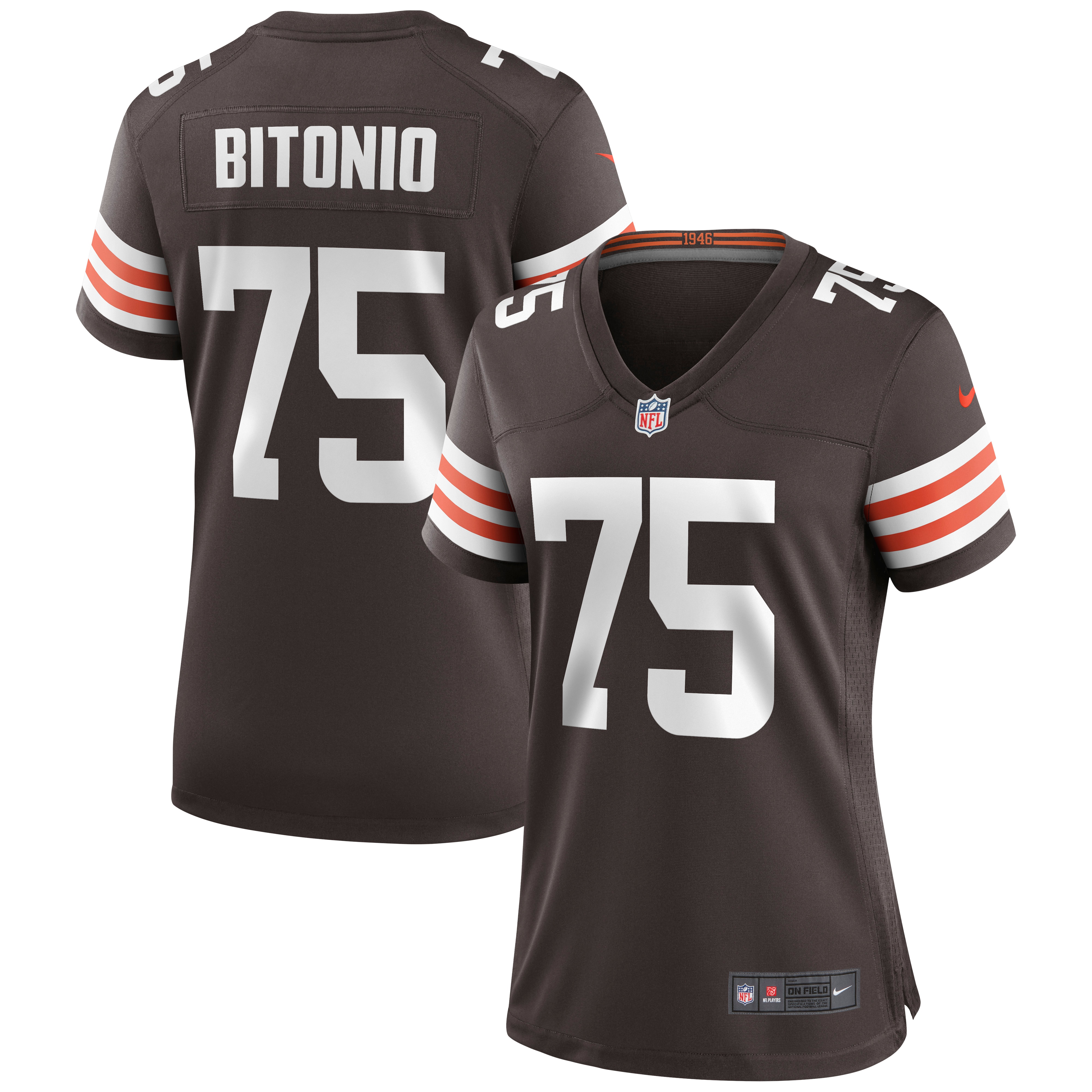 Women's Cleveland Browns Joel Bitonio Brown Game Jersey JS9032 Saliibo