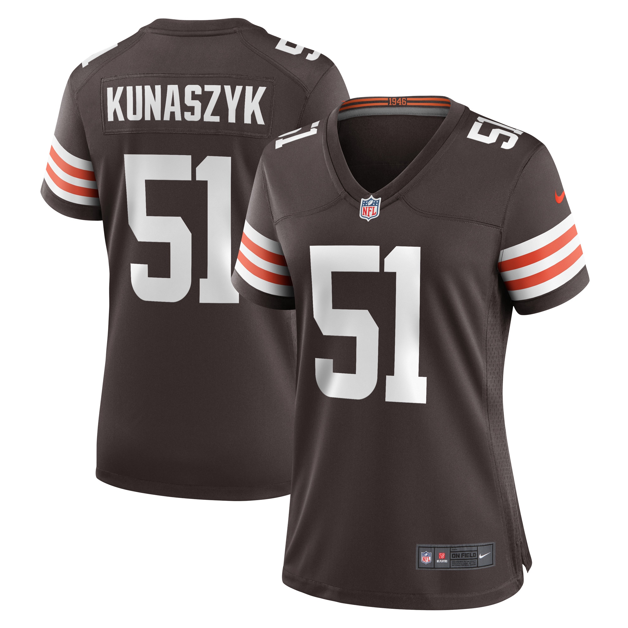 Women's Cleveland Browns Kunaszyk Brown Game Player Jersey JS7884 Saliibo