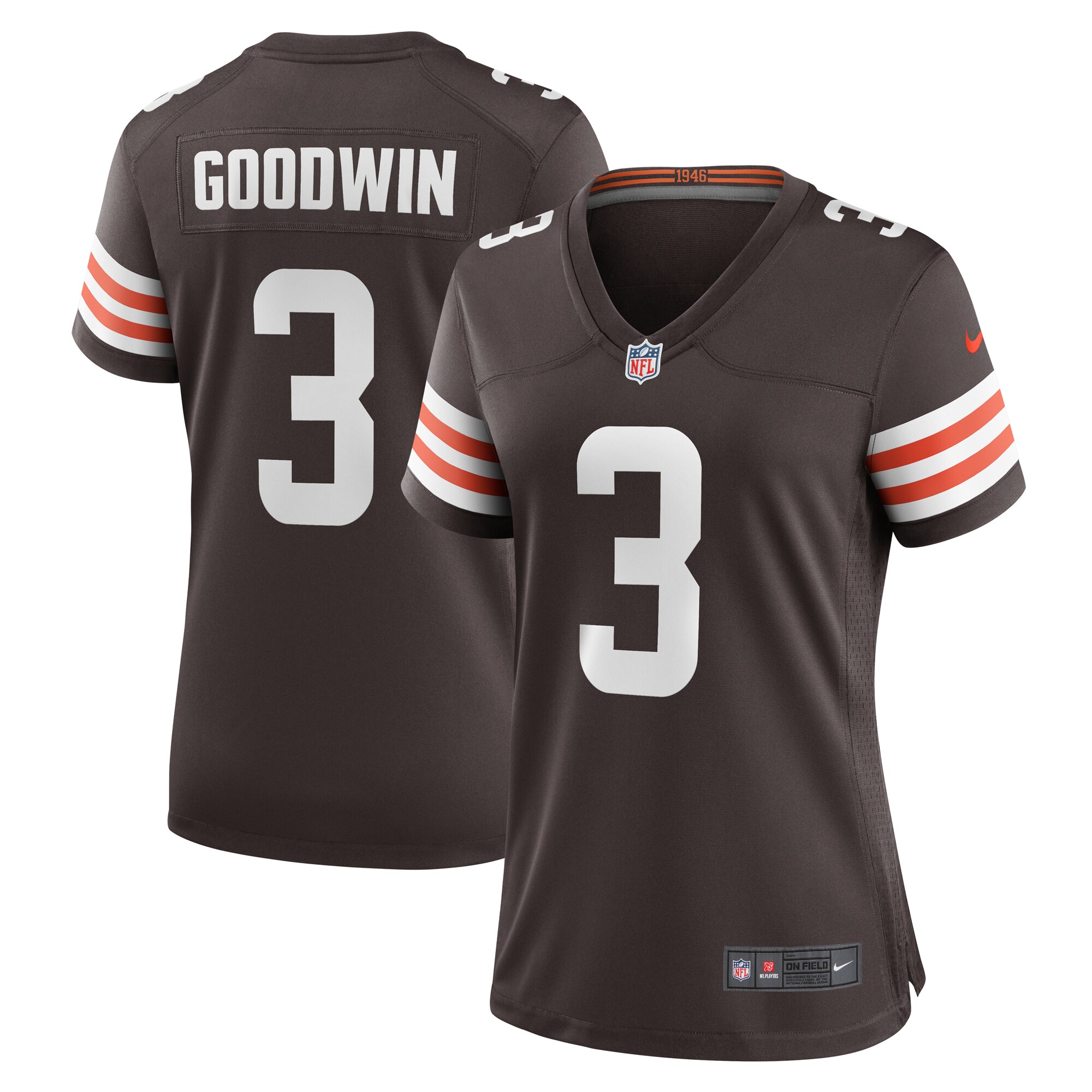 Women's Cleveland Browns Marquise Goodwin Brown Game Jersey JS3767 Saliibo