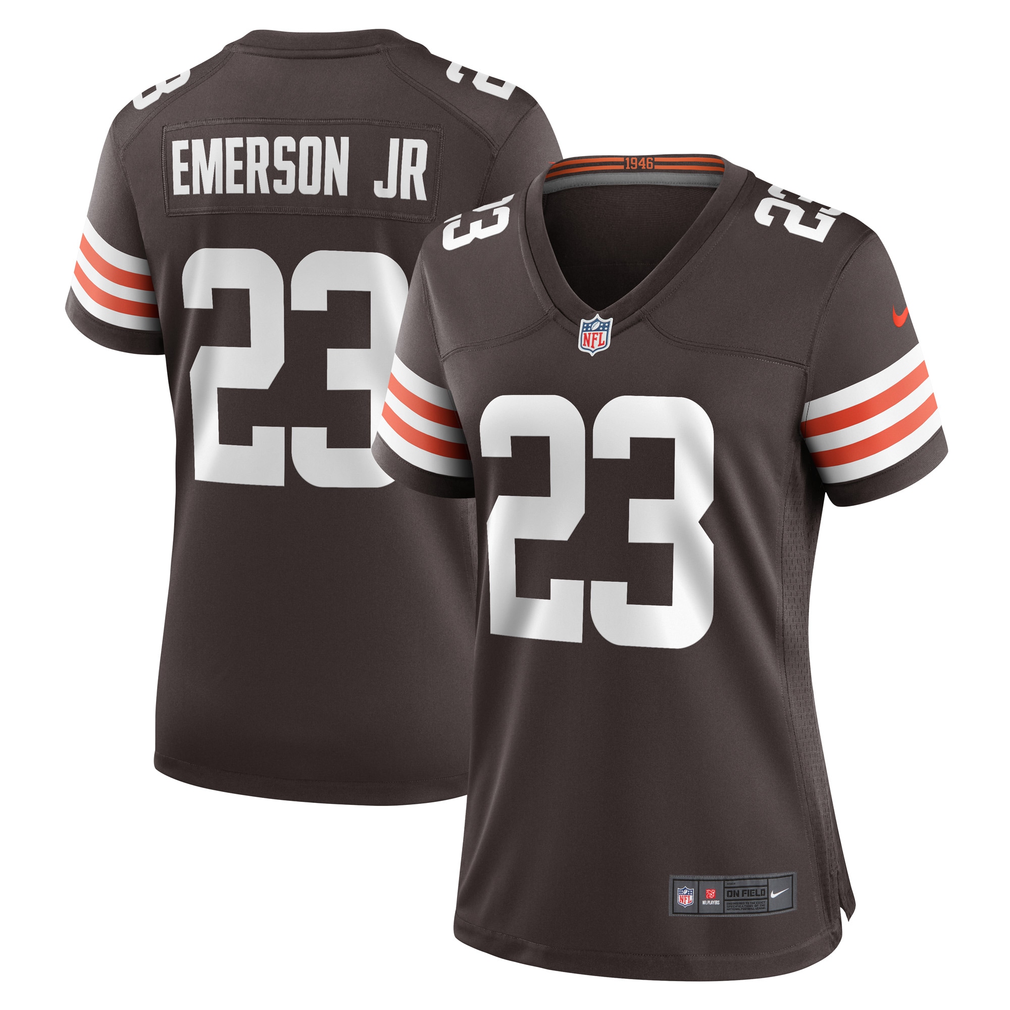 Women's Cleveland Browns Martin Emerson Jr. Brown Game Player Jersey JS7865 Saliibo