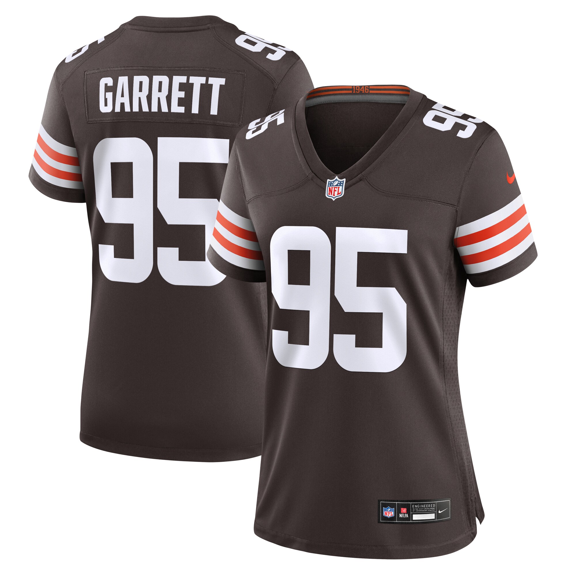 Women's Cleveland Browns Myles Garrett Brown Game Jersey JS5526 Saliibo