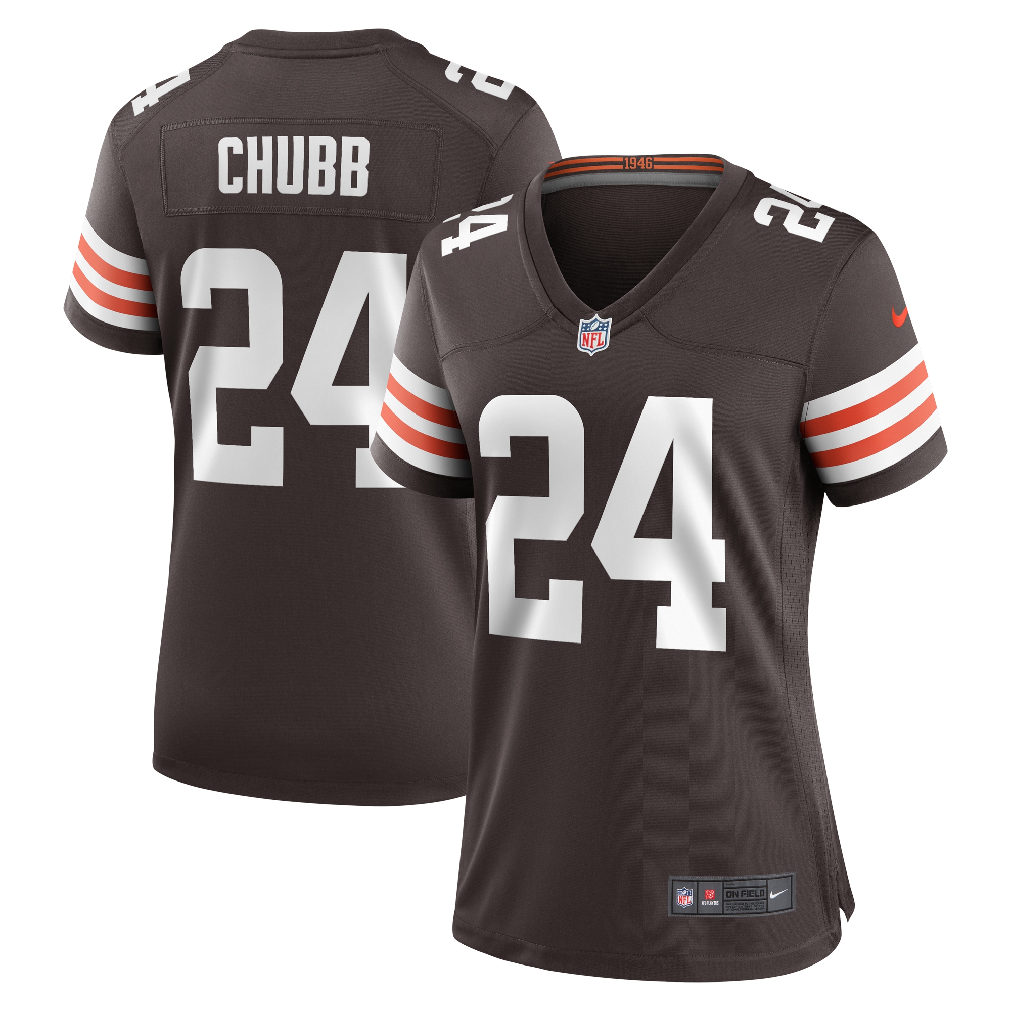 Women's Cleveland Browns Nick Chubb Brown Team Game Jersey JS8665 Saliibo