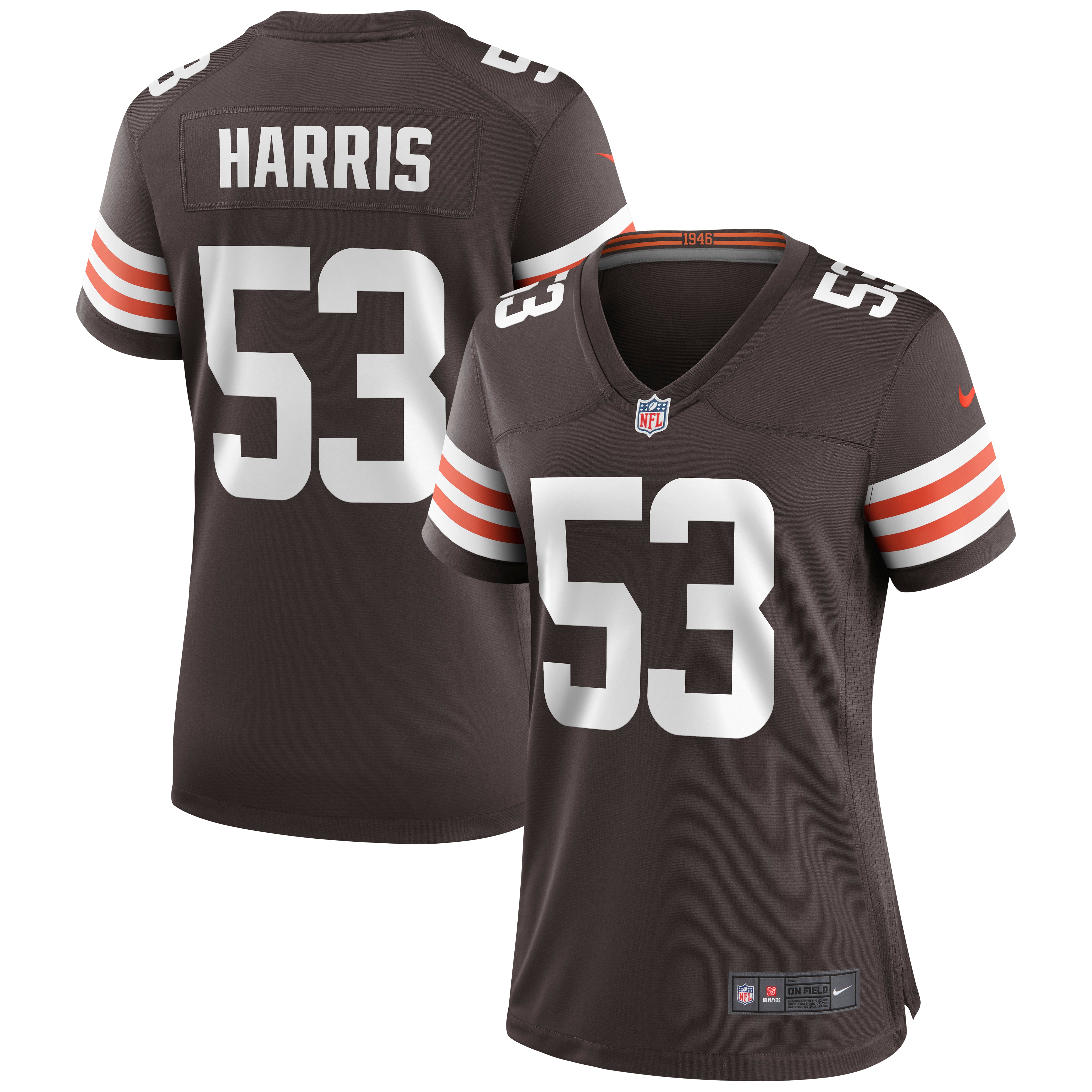 Women's Cleveland Browns Nick Harris Brown Game Jersey JS3847 Saliibo