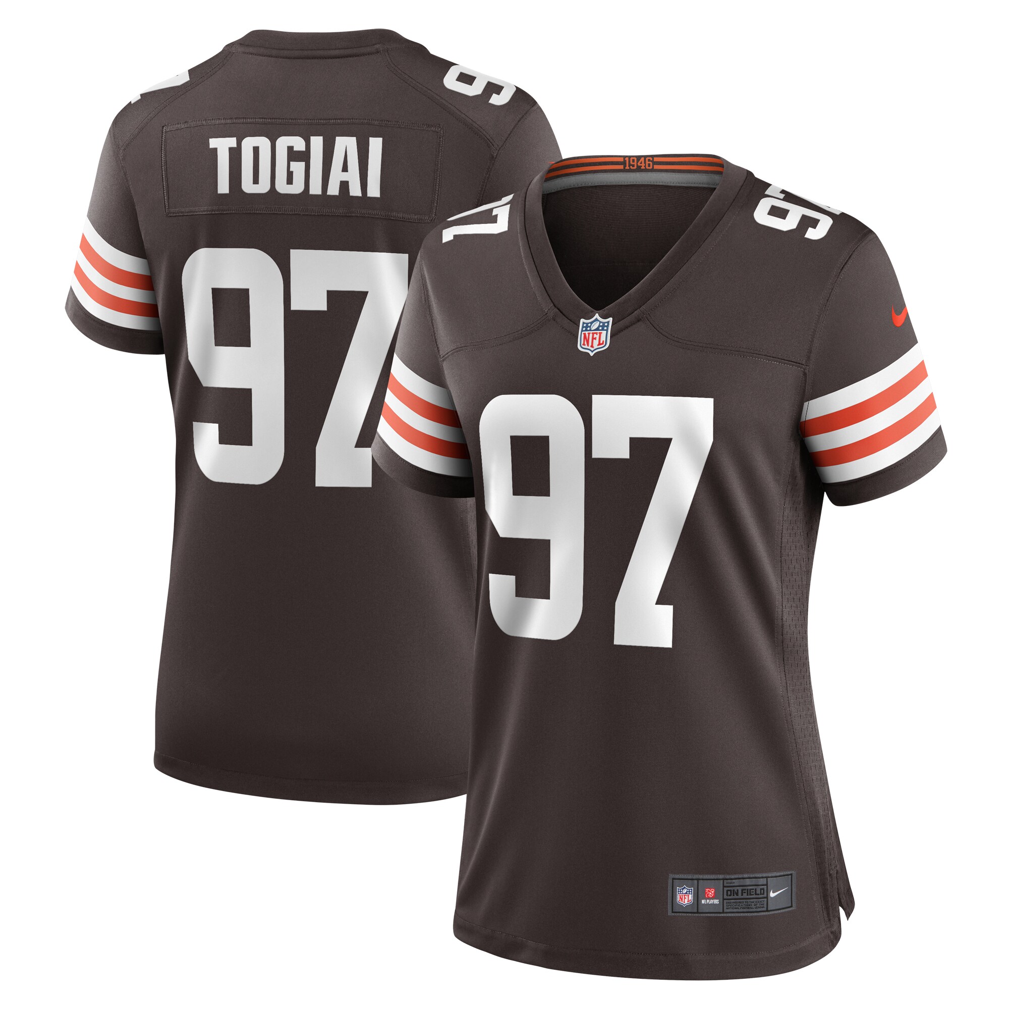 Women's Cleveland Browns Tommy Togiai Brown Game Jersey JS9810 Saliibo