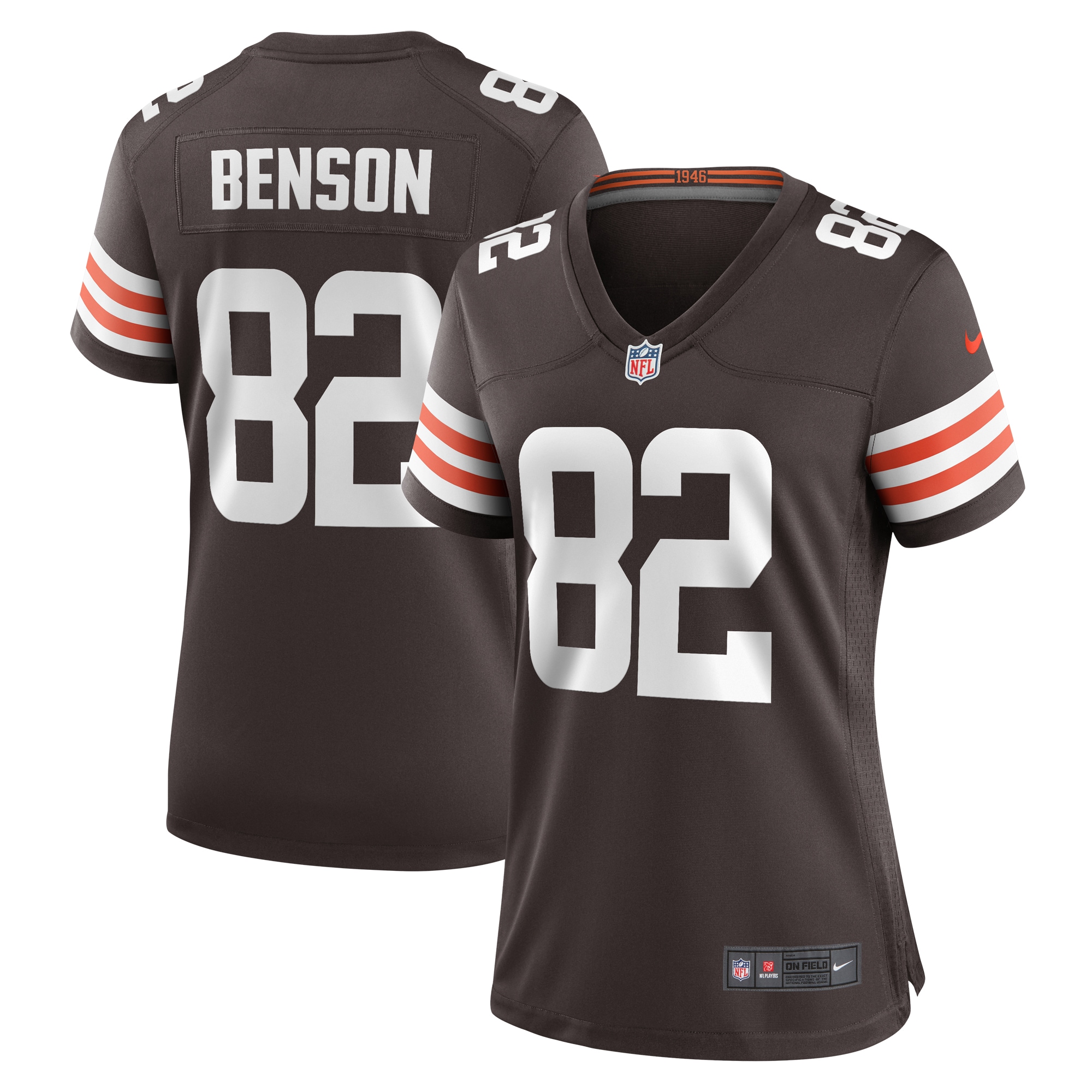 Women's Cleveland Browns Trinity Benson Brown Team Game Jersey JS5347 Saliibo