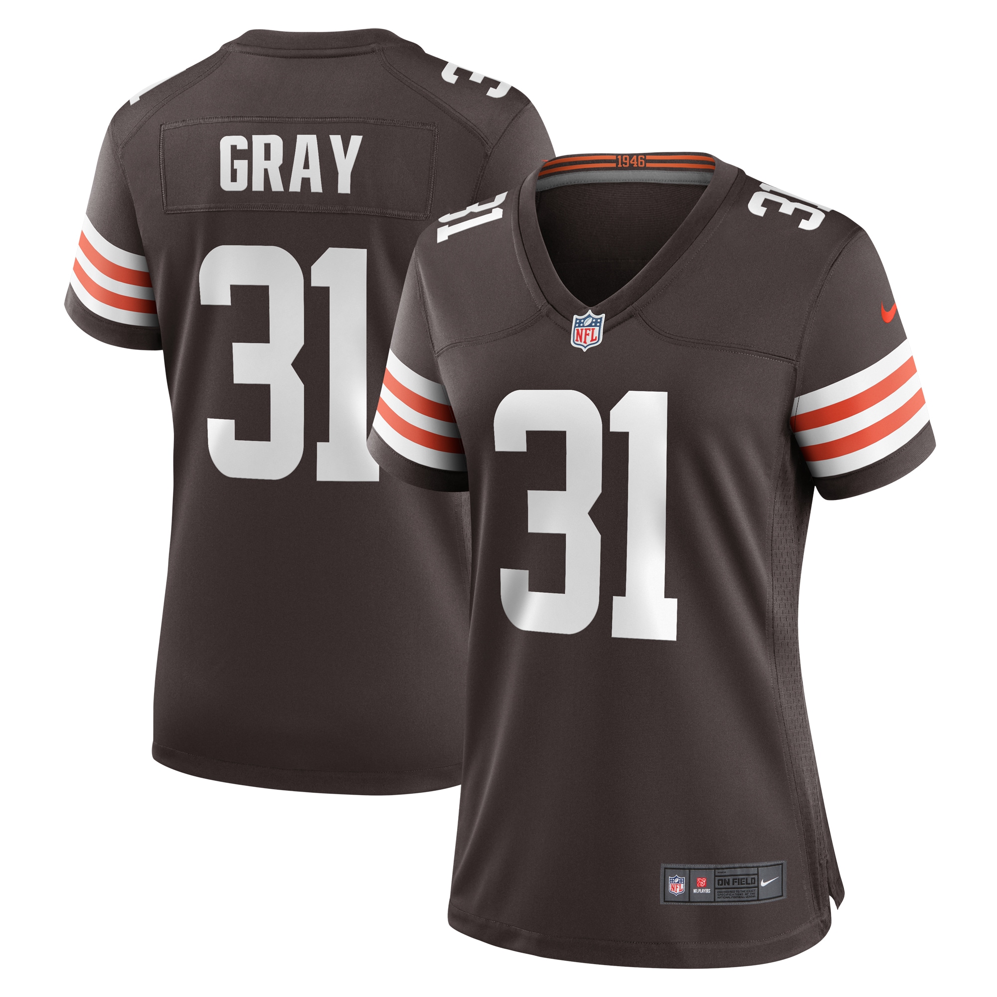 Women's Cleveland Browns Vincent Gray Brown Team Game Jersey JS4706 Saliibo