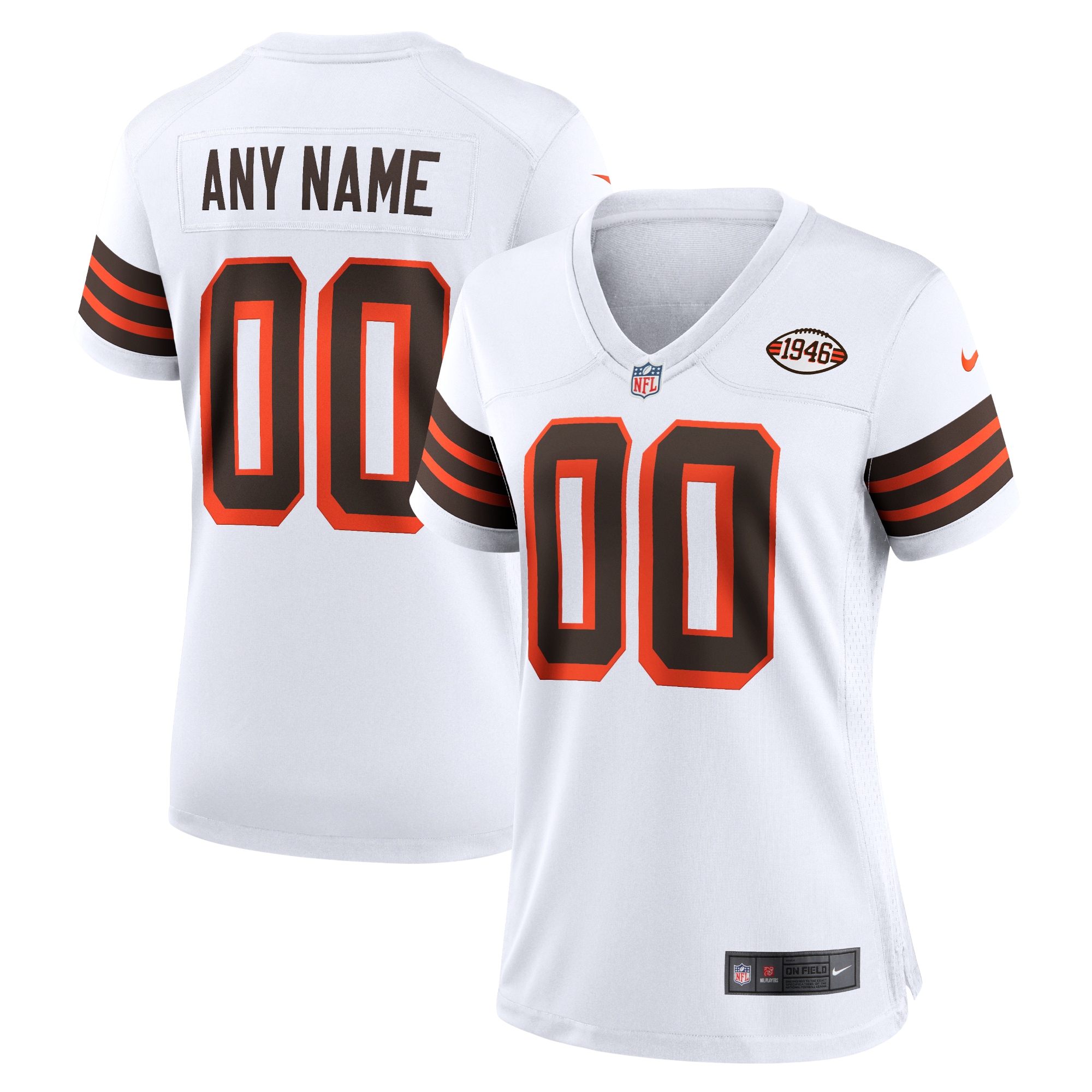 Women's Cleveland Browns White 1946 Collection Alternate Custom Jersey JS3016 Saliibo
