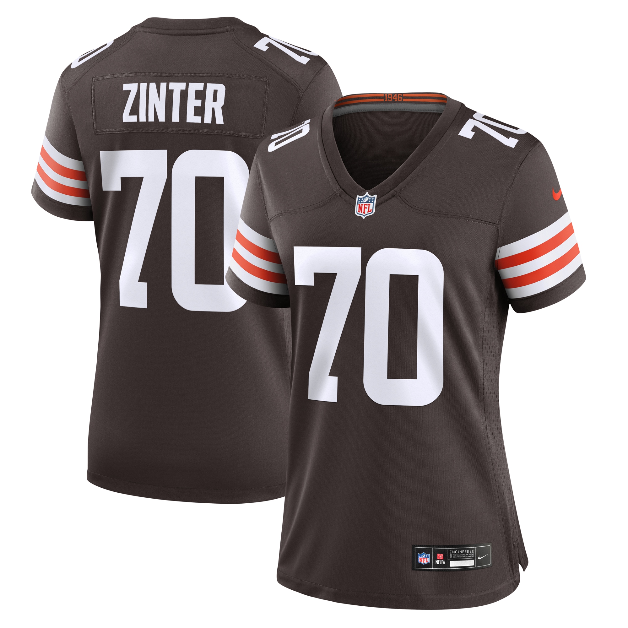 Women's Cleveland Browns Zak Zinter Brown Game Jersey JS8251 Saliibo