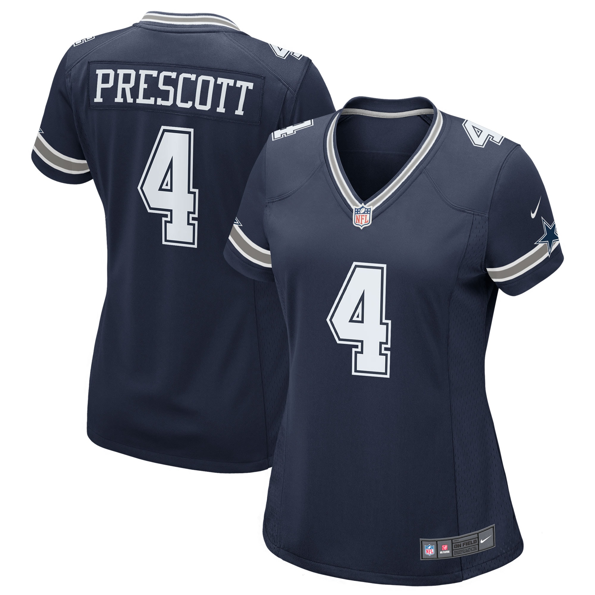 Women's Dallas Cowboys Dak Prescott Navy Game Team Jersey JS5054 Saliibo