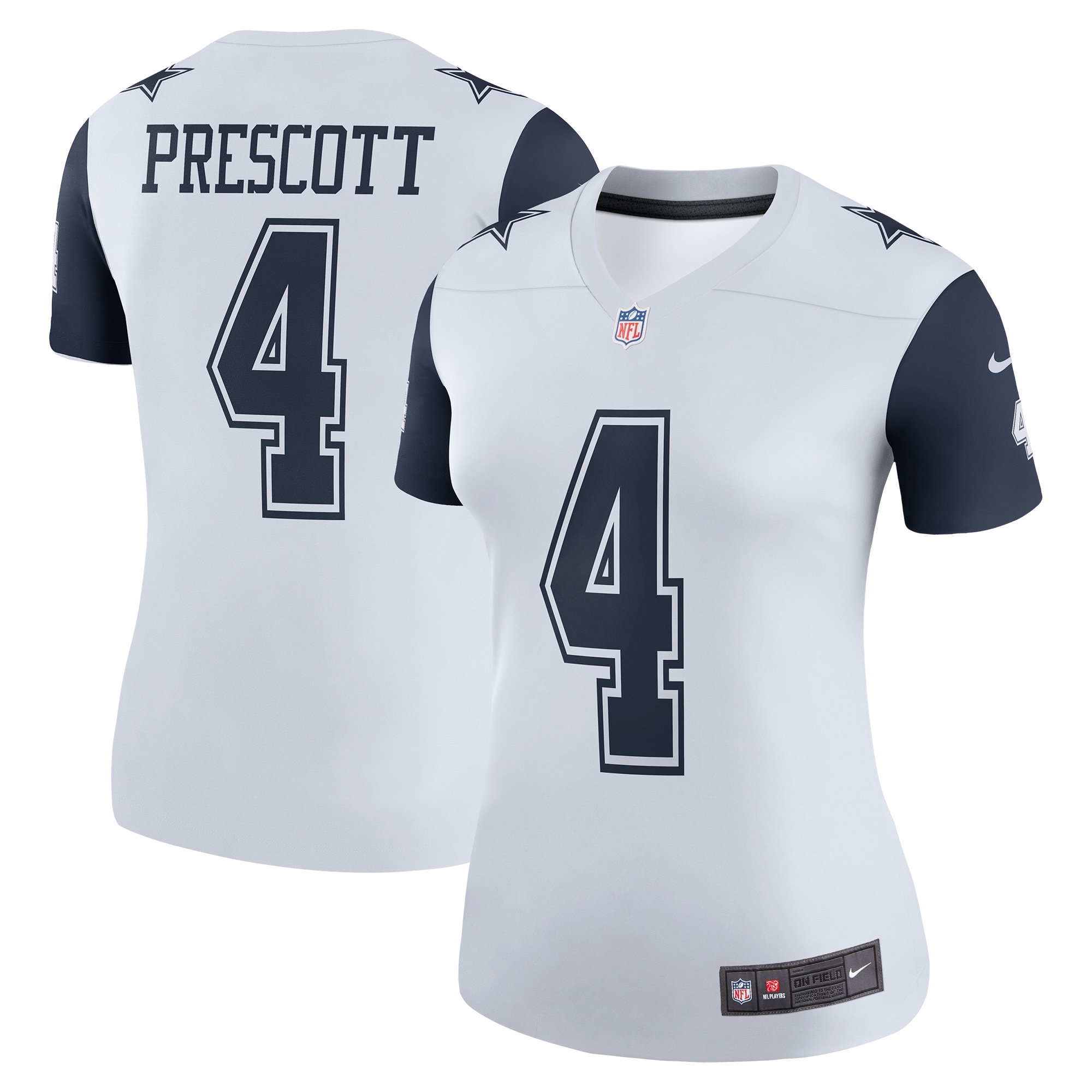 Women's Dallas Cowboys Dak Prescott White Legend Player Performance Top JS3200 Saliibo