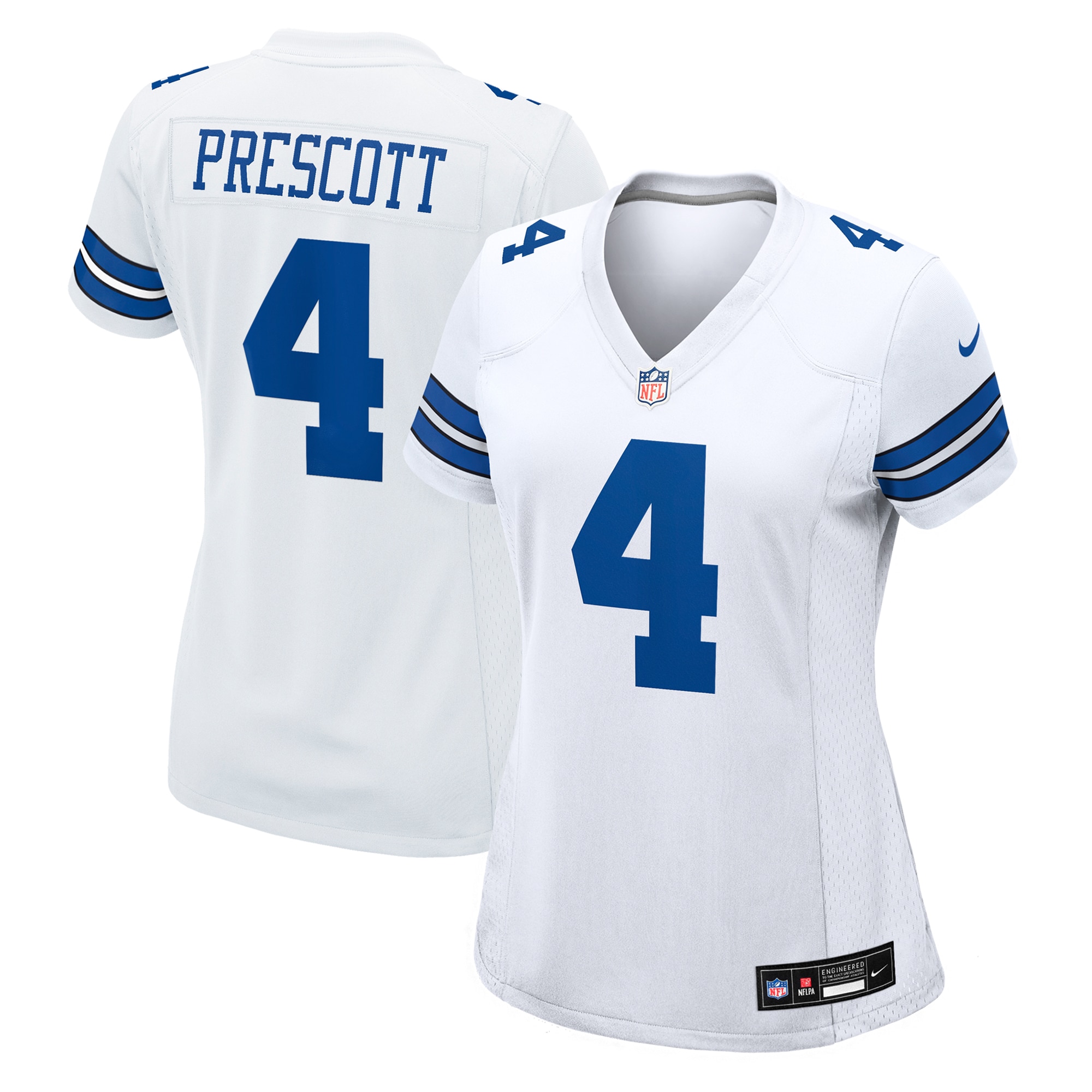 Women's Dallas Cowboys Dak Prescott White Team Game Jersey JS4126 Saliibo