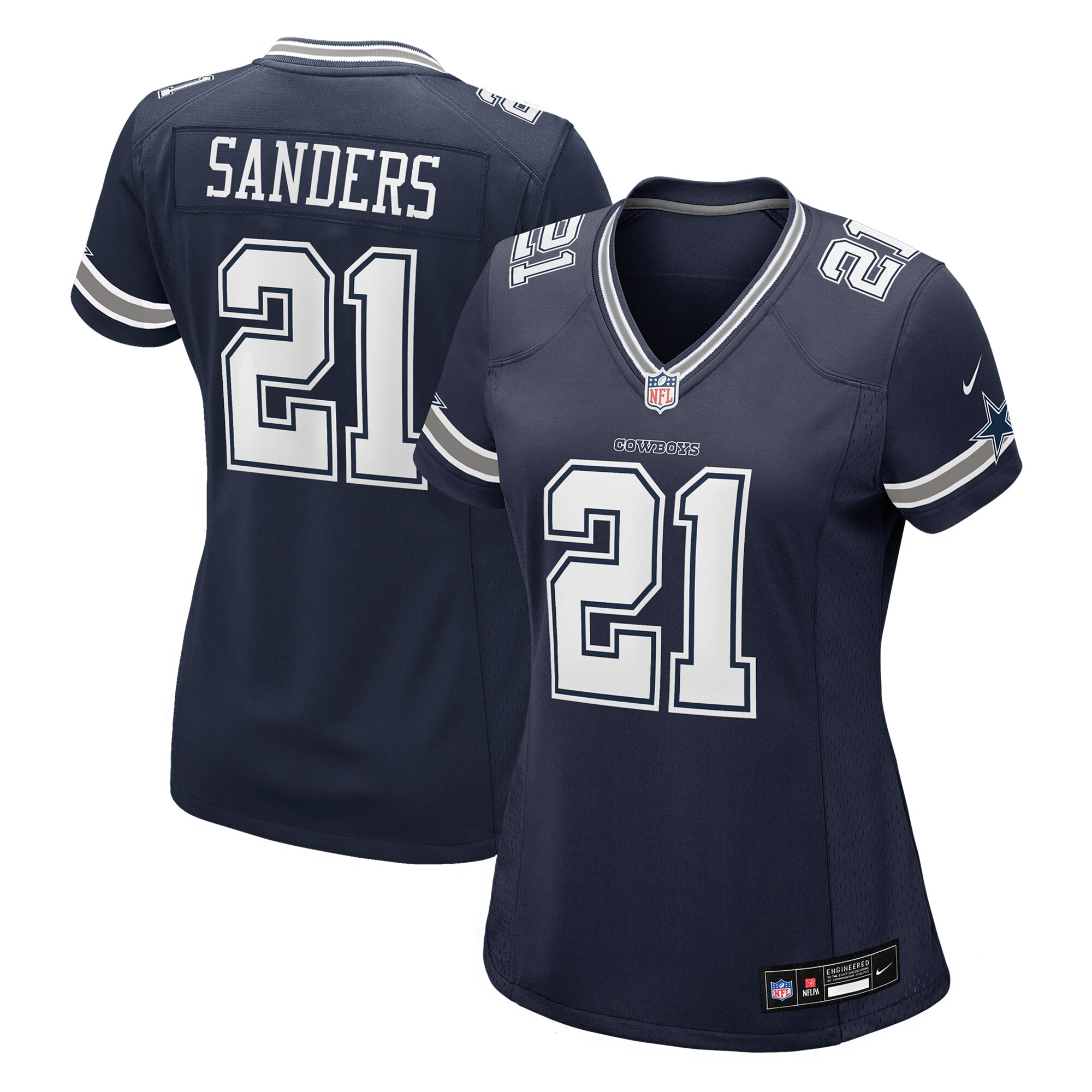 Women's Dallas Cowboys Deion Sanders Navy Team Retired Player Game Jersey JS4094 Saliibo
