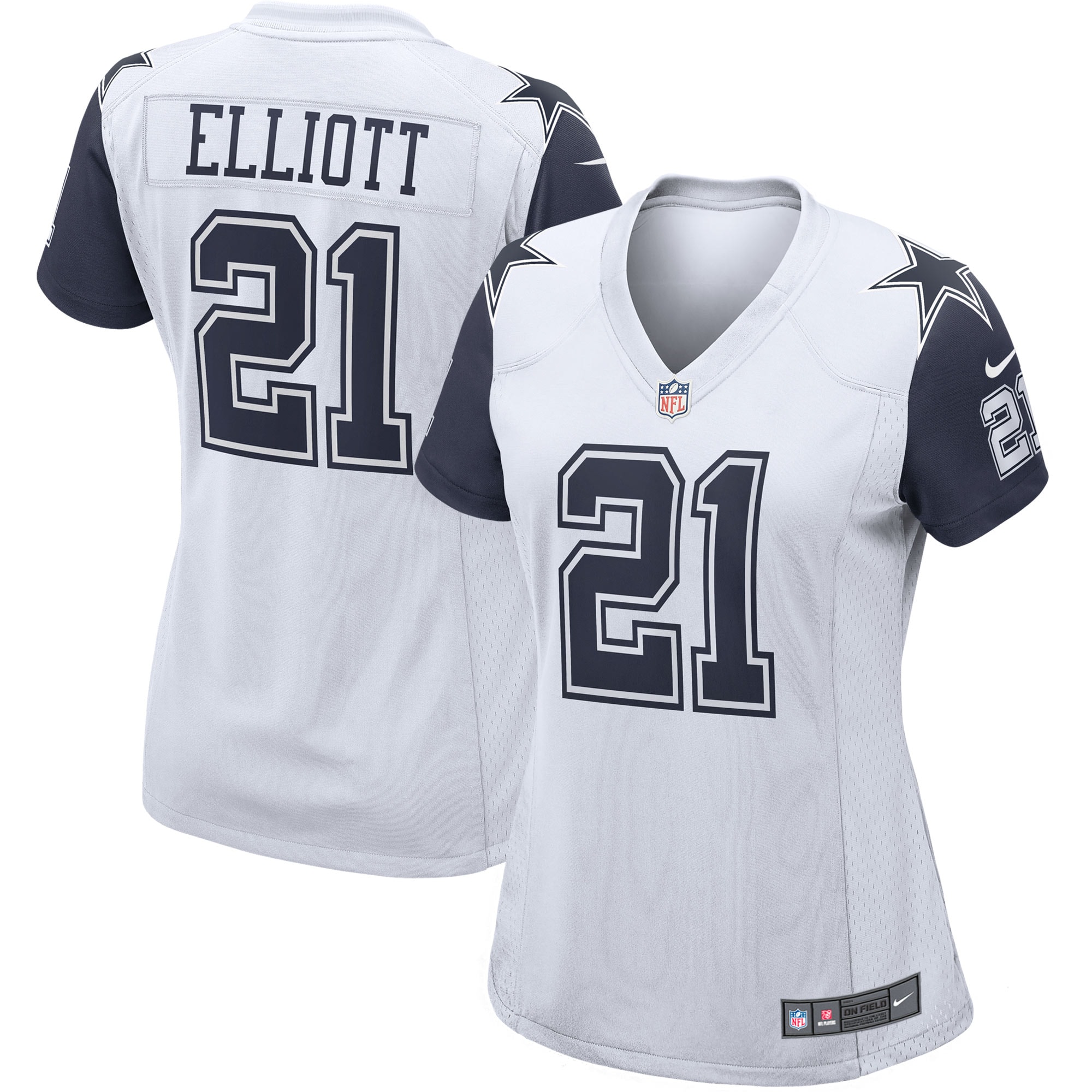 Women's Dallas Cowboys Ezekiel Elliott White Alternate Game Jersey JS7086 Saliibo