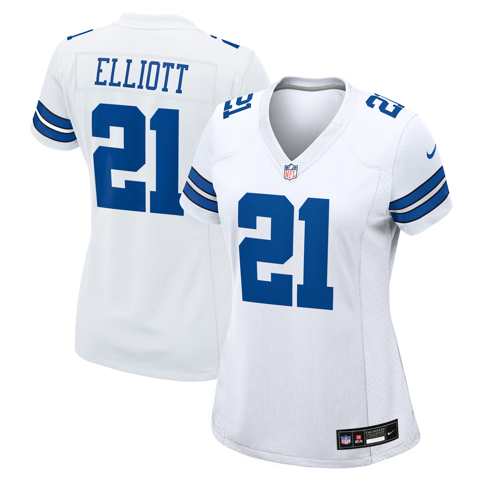 Women's Dallas Cowboys Ezekiel Elliott White Team Game Jersey JS3583 Saliibo