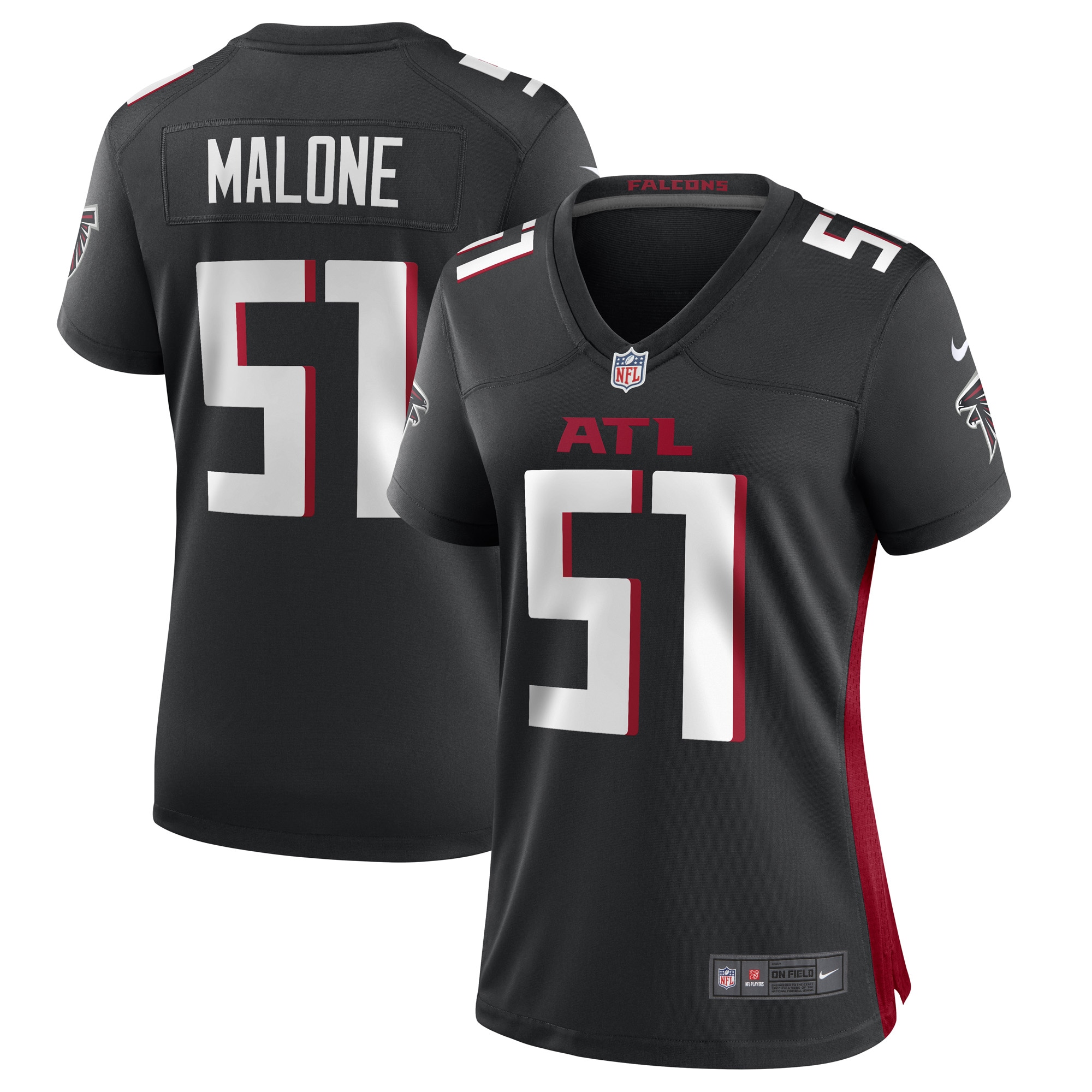 Women's DeAngelo Malone Atlanta Falcons Black Game Player Jersey JS4275 Saliibo