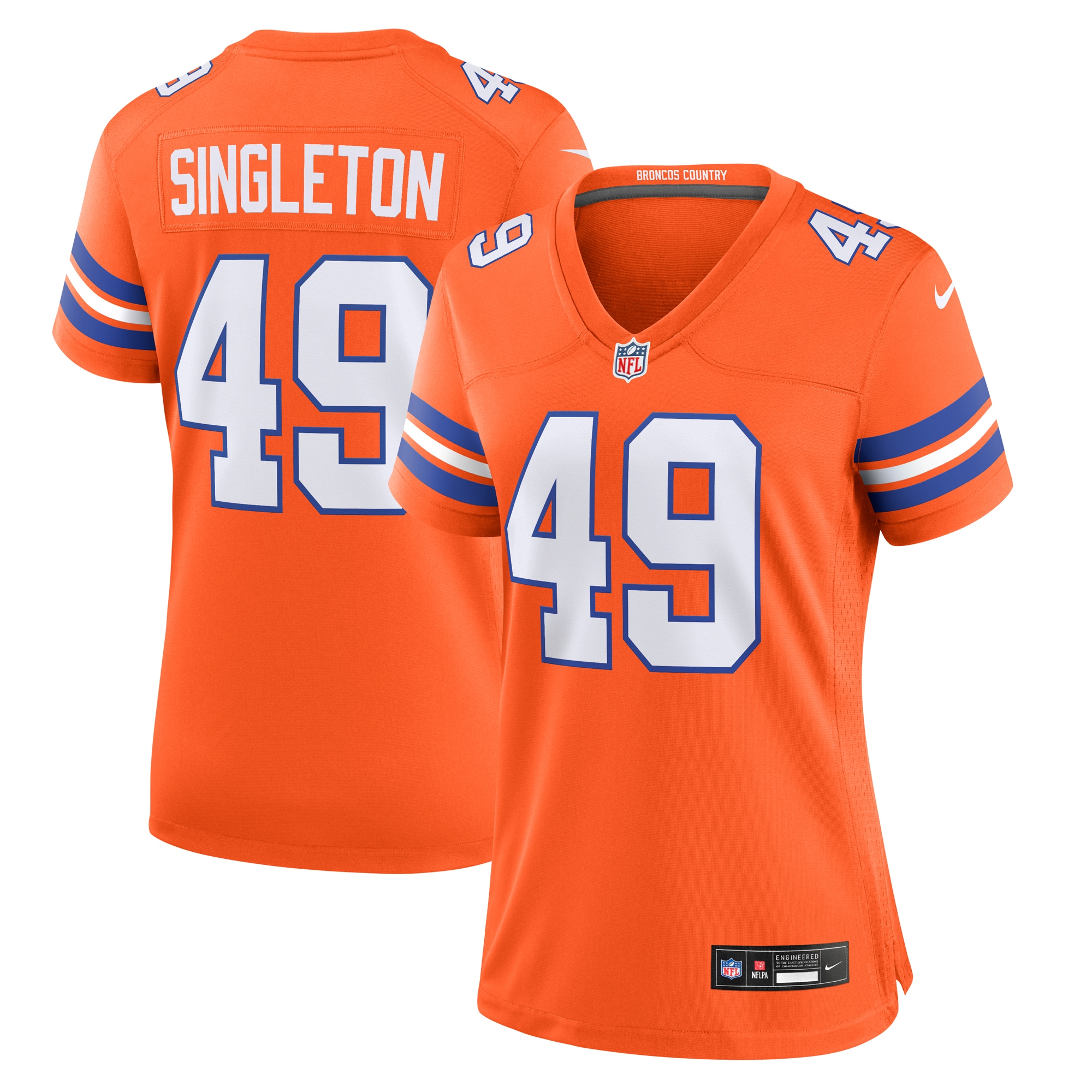 Women's Denver Broncos Alex Singleton Orange Alternate Game Jersey JS2836 Saliibo