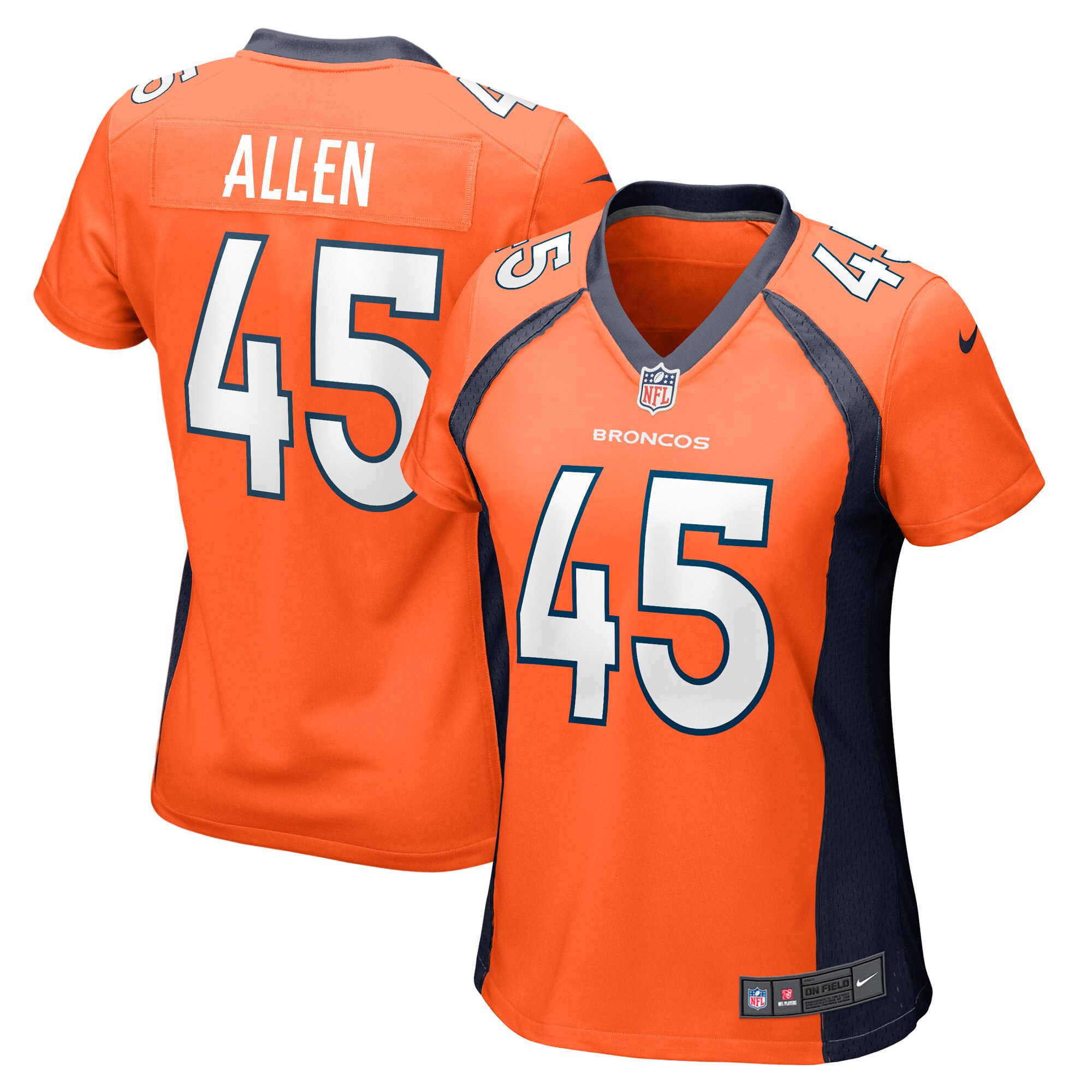 Women's Denver Broncos Christopher Allen Orange Game Player Jersey JS2690 Saliibo