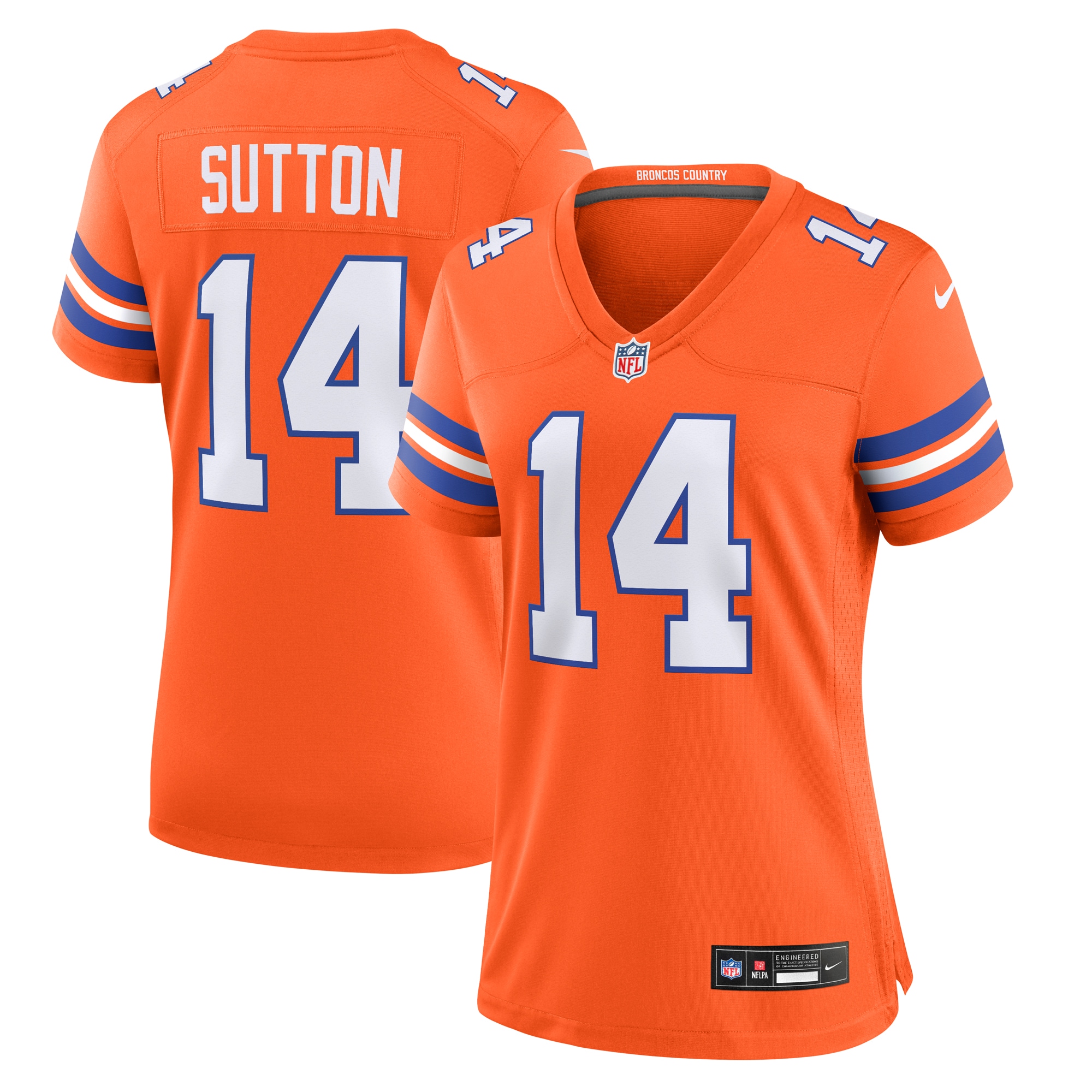 Women's Denver Broncos Courtland Sutton Orange Mile High Collection 1977 Throwback Player Game Jersey JS3016 Saliibo