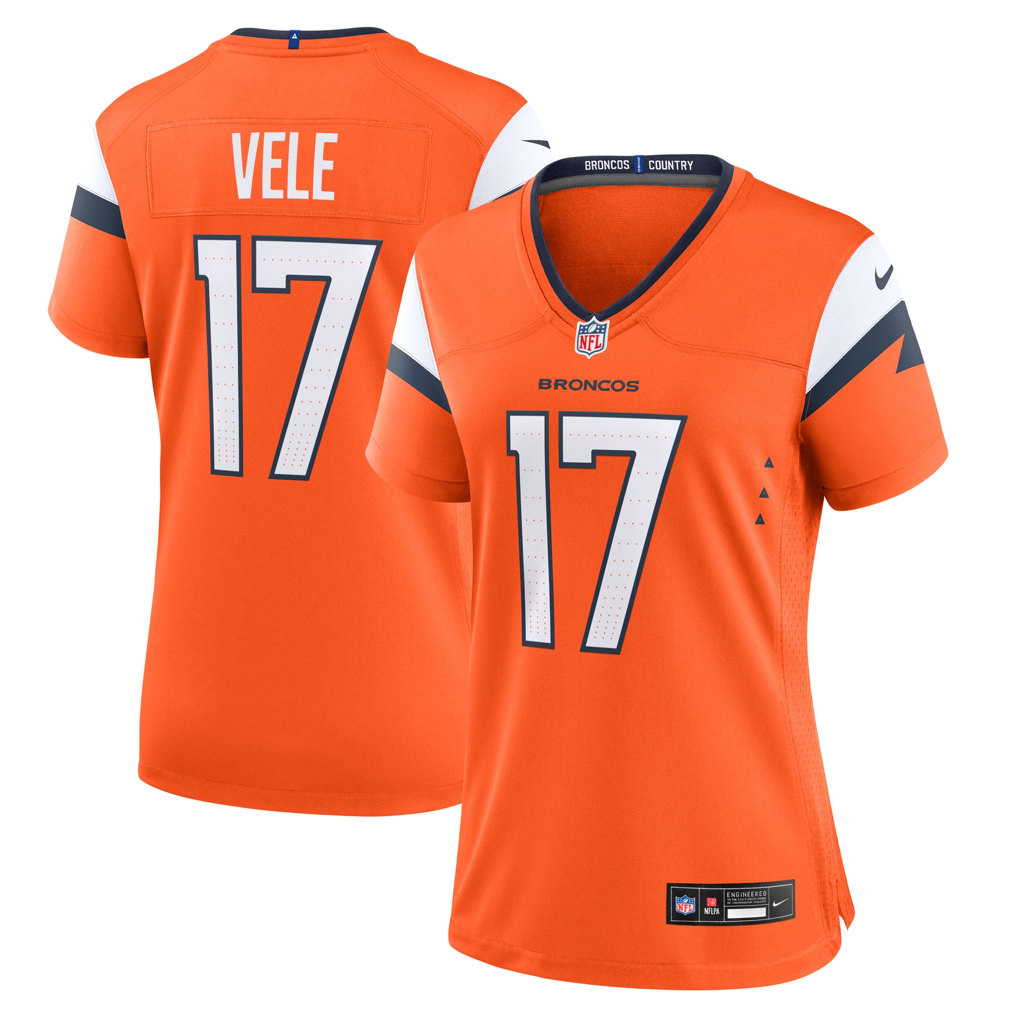 Women's Denver Broncos Devaughn Vele Orange Team Game Jersey JS9623 Saliibo