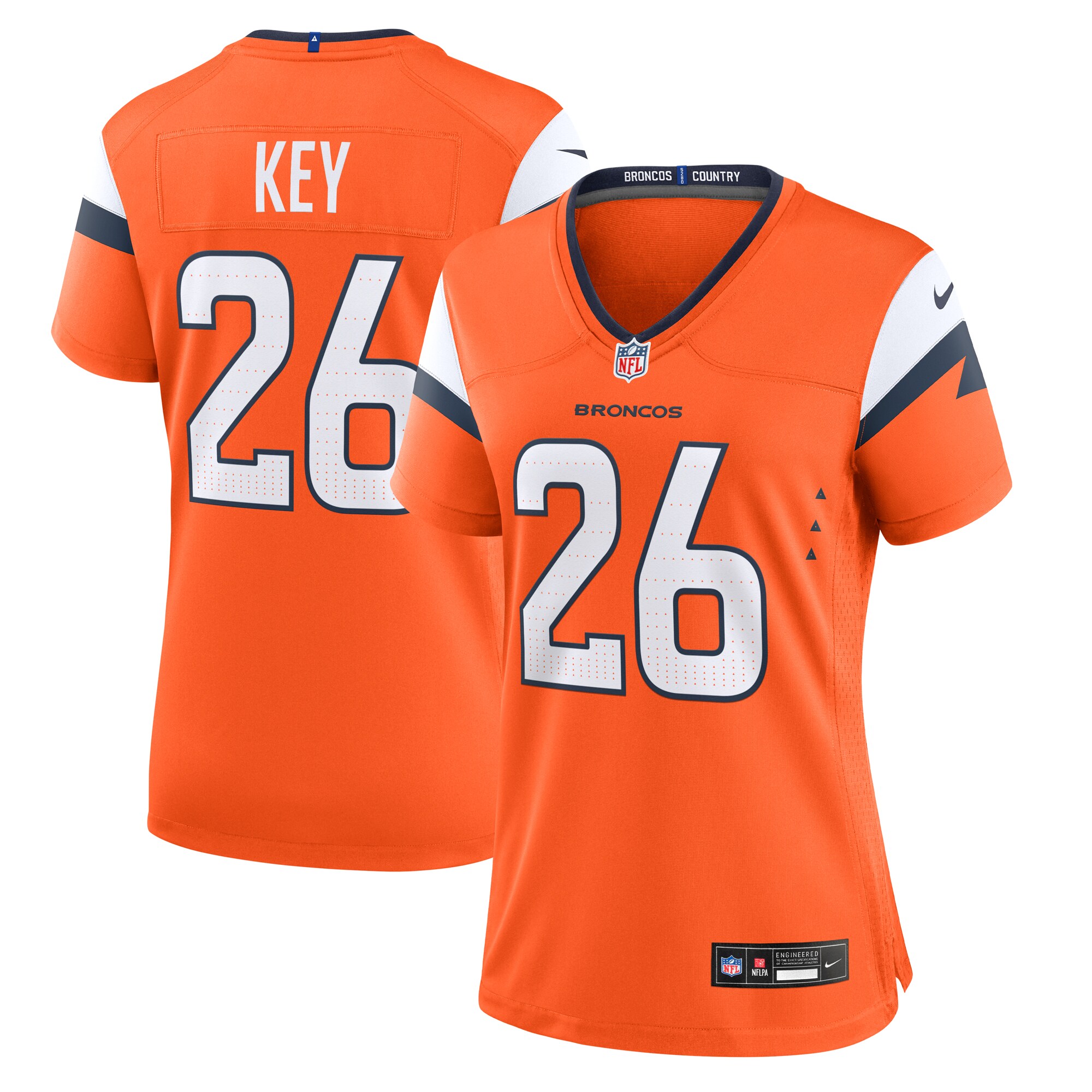 Women's Denver Broncos Devon Key Orange Team Game Jersey JS9438 Saliibo