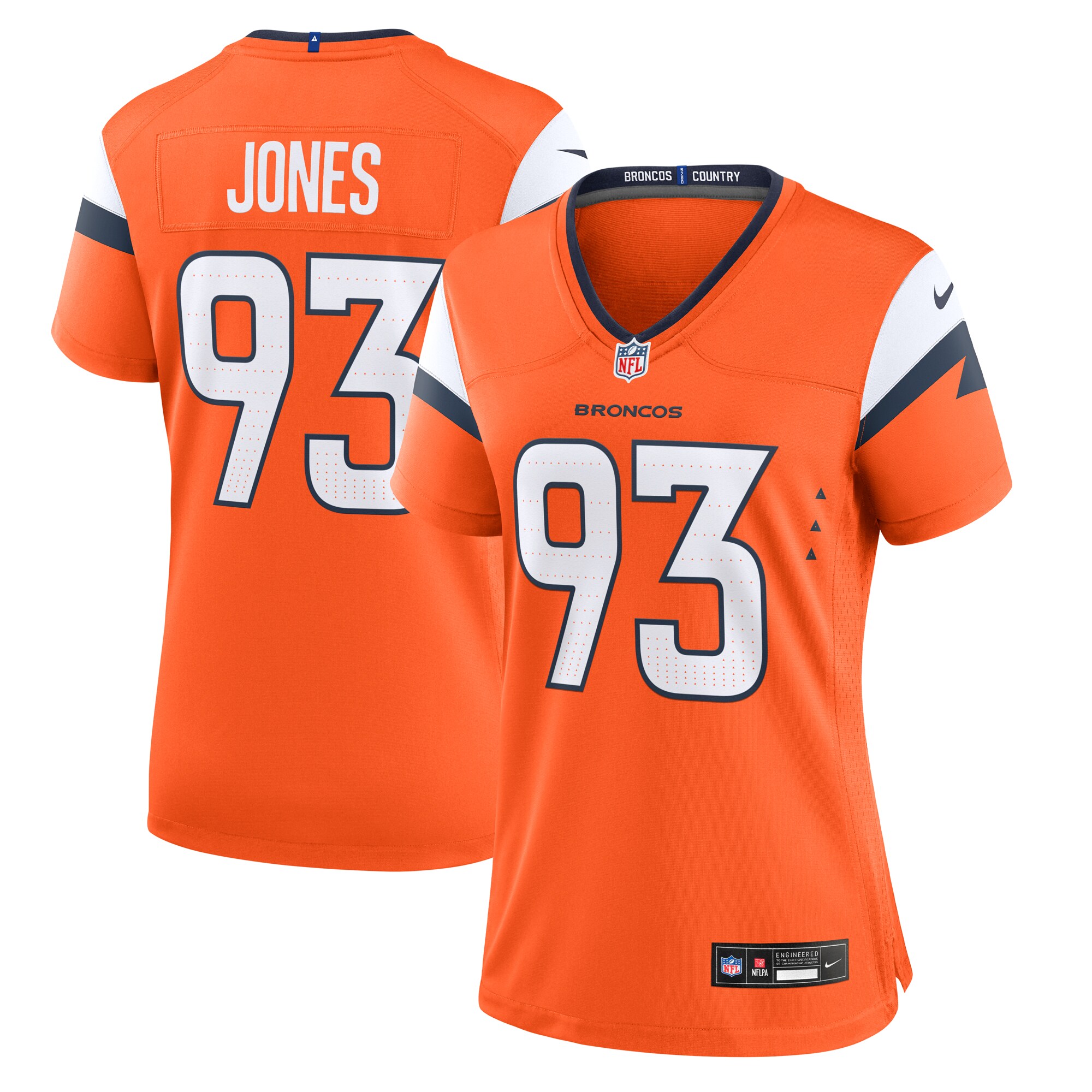Women's Denver Broncos D.J. Jones Orange Team Game Jersey JS7632 Saliibo