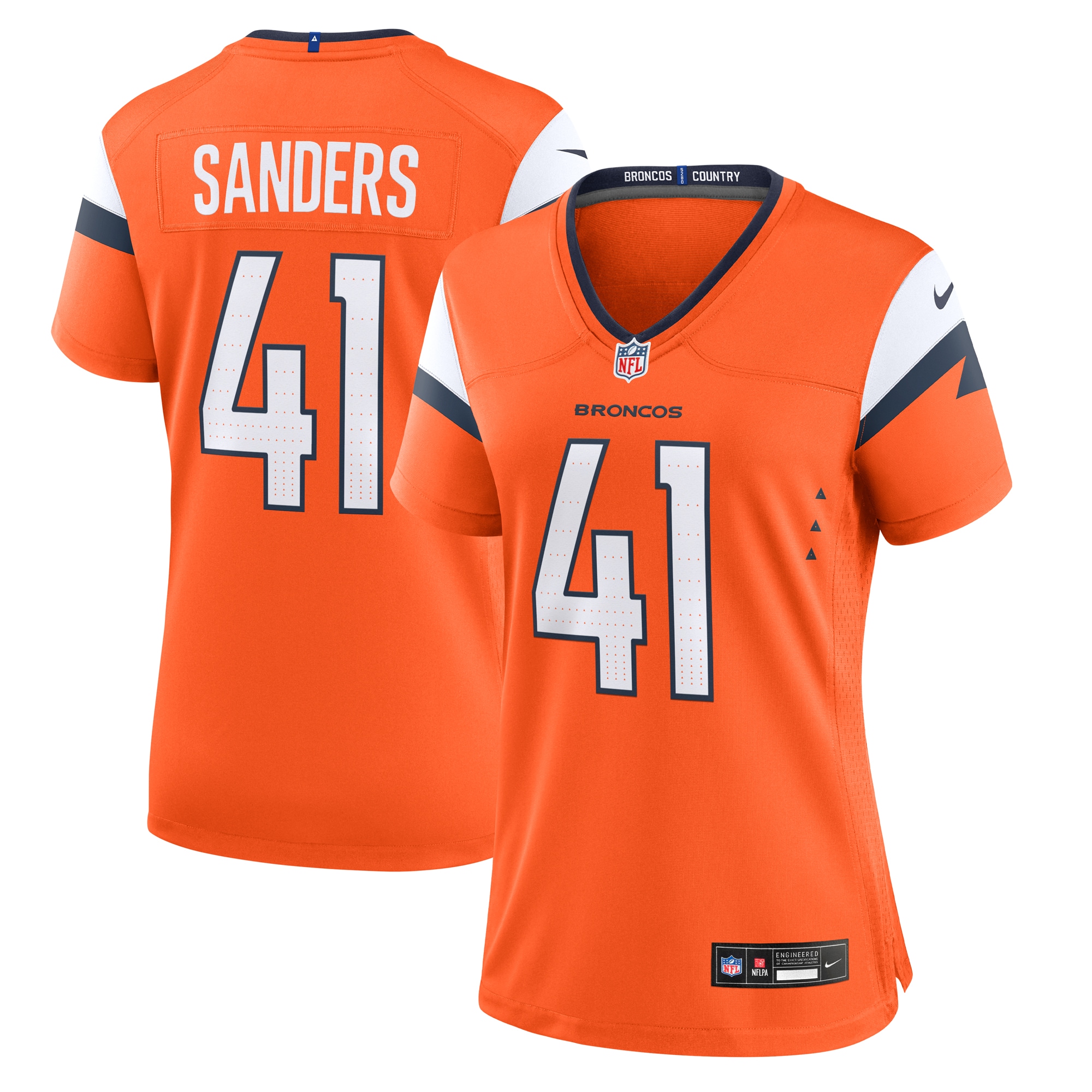 Women's Denver Broncos Drew Sanders Orange Team Game Jersey JS4936 Saliibo