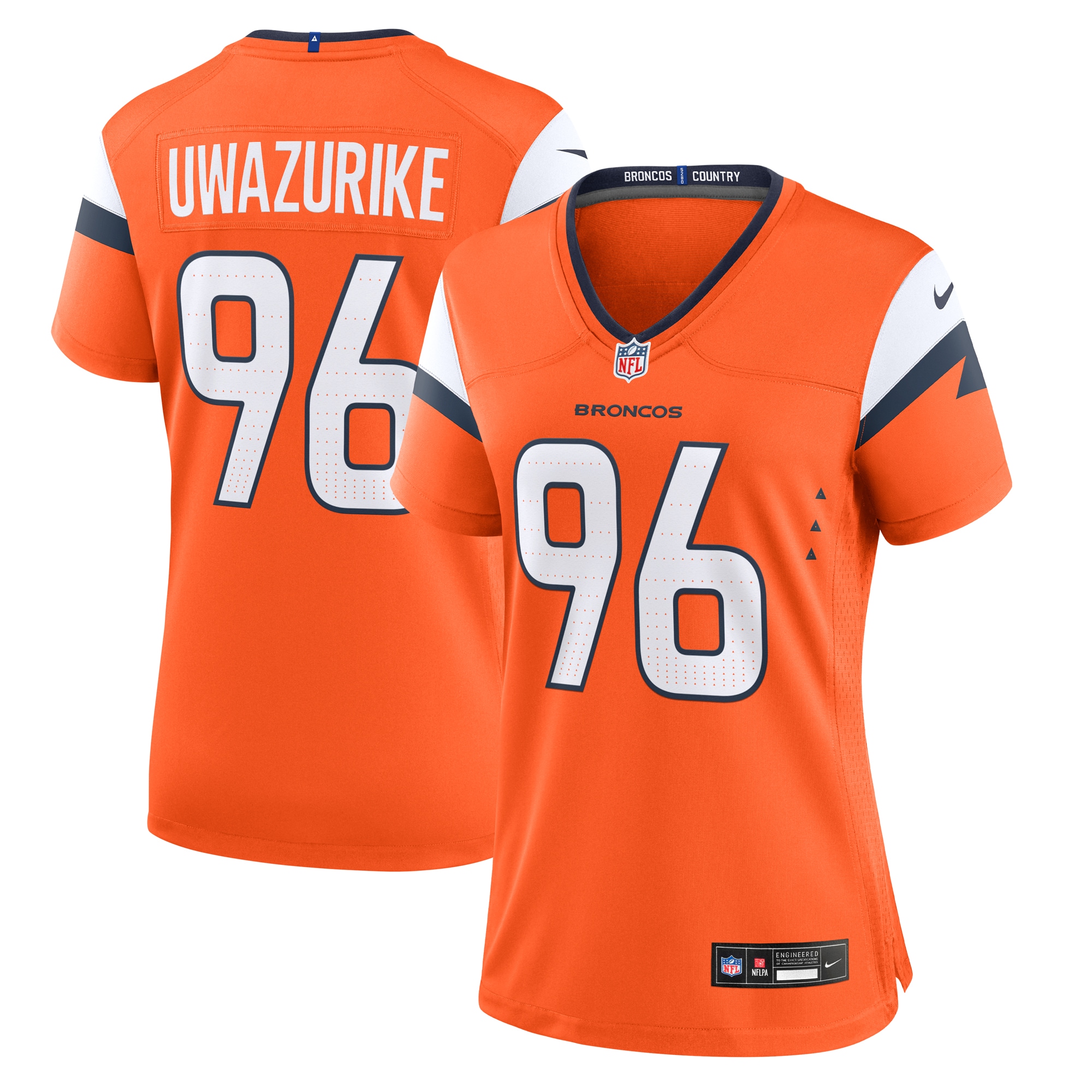 Women's Denver Broncos Eyioma Uwazurike Orange Team Game Jersey JS7625 Saliibo