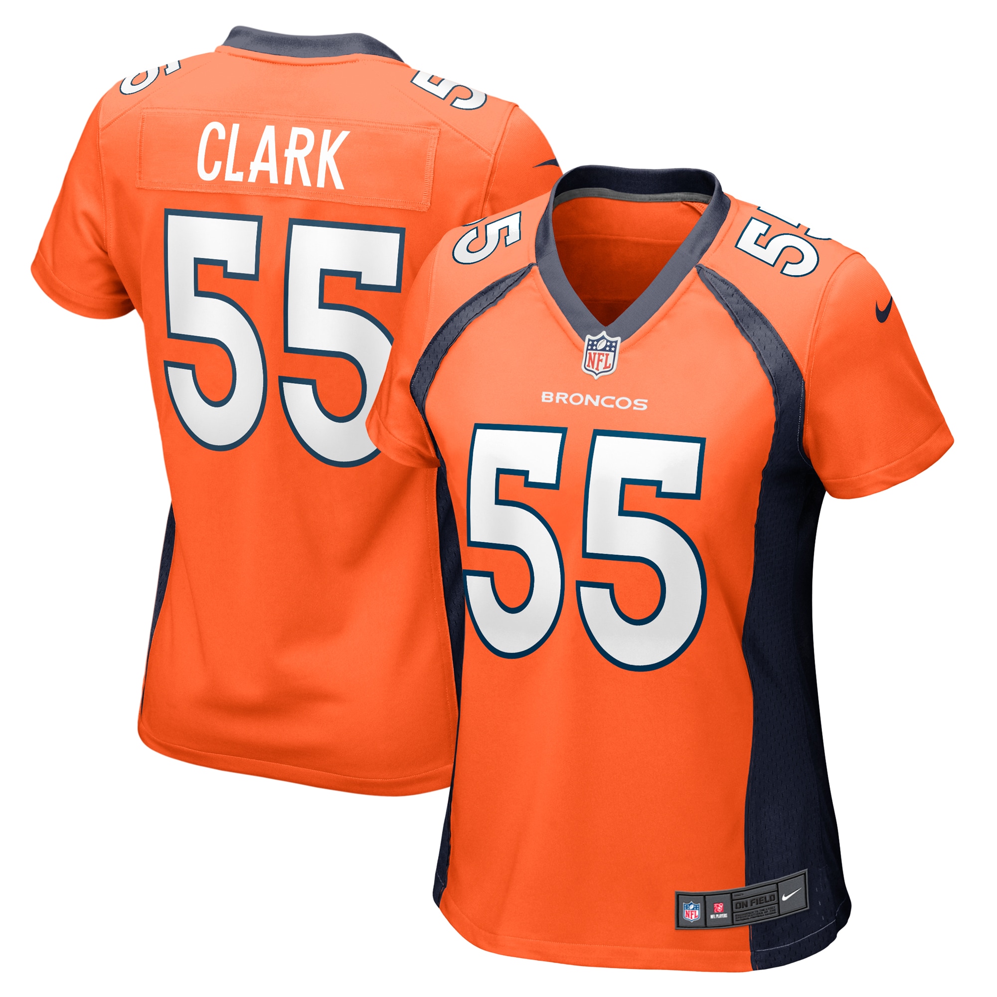 Women's Denver Broncos Frank Clark Orange Team Game Jersey JS4865 Saliibo