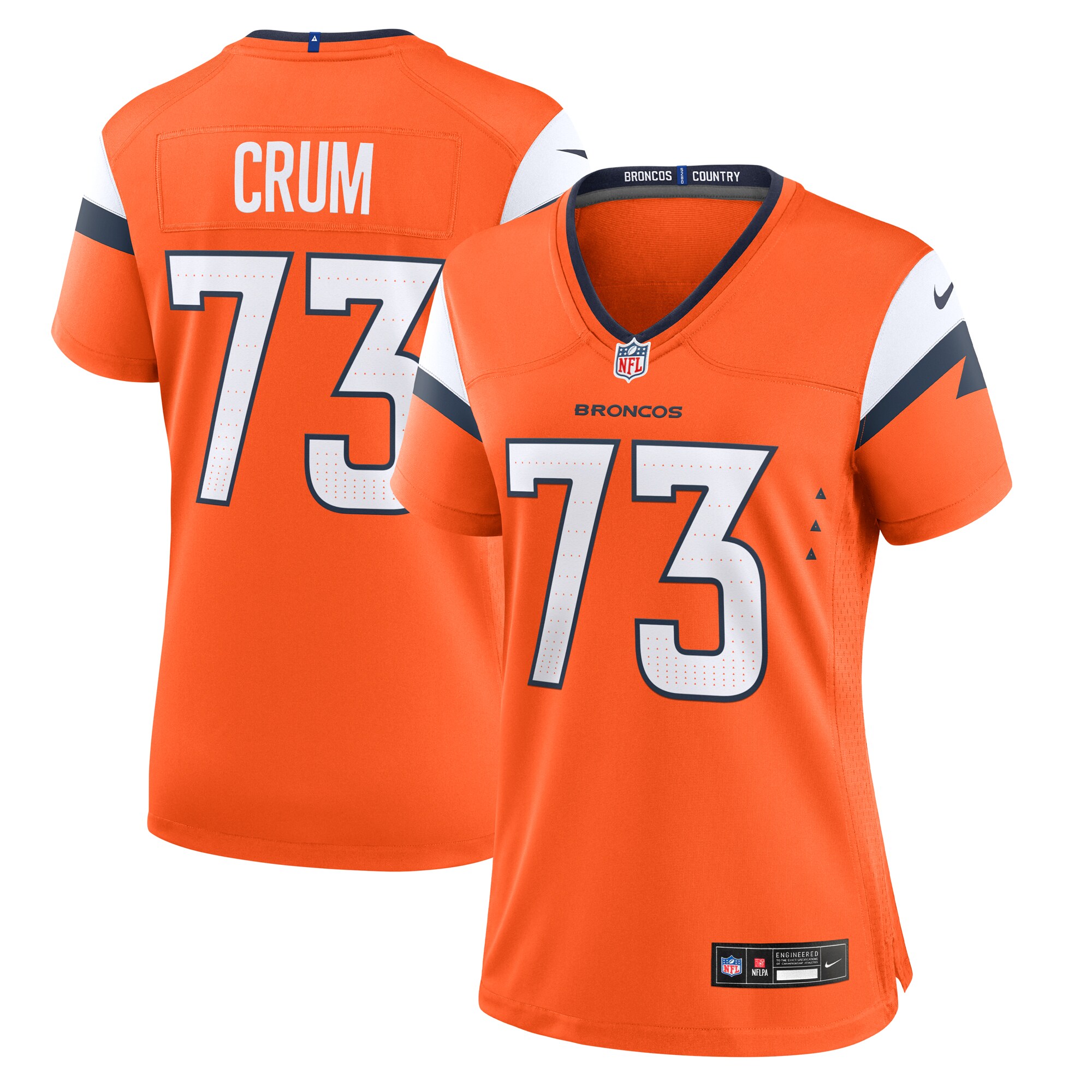 Women's Denver Broncos Frank Crum Orange Team Game Jersey JS4160 Saliibo