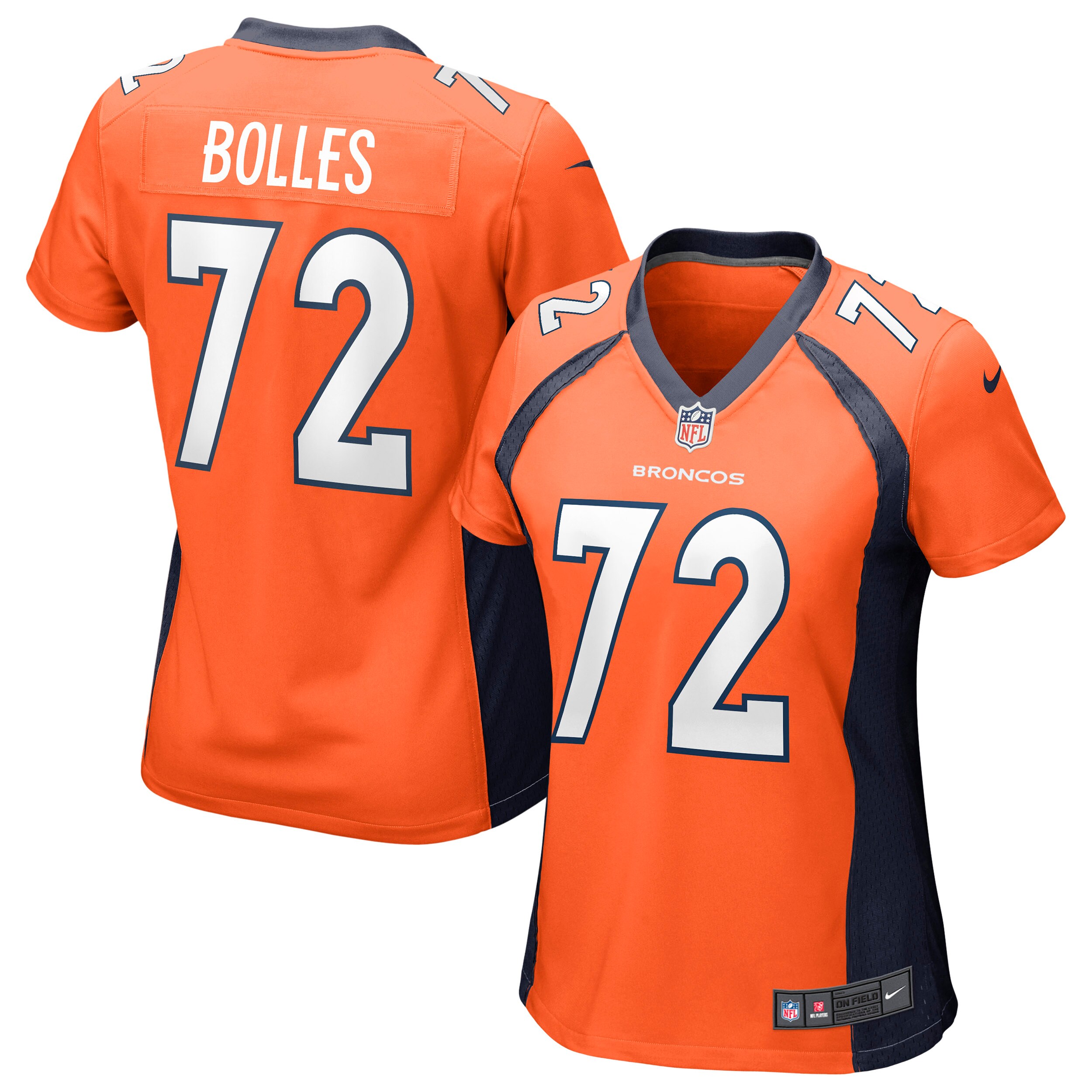 Women's Denver Broncos Garett Bolles Orange Game Jersey JS4154 Saliibo