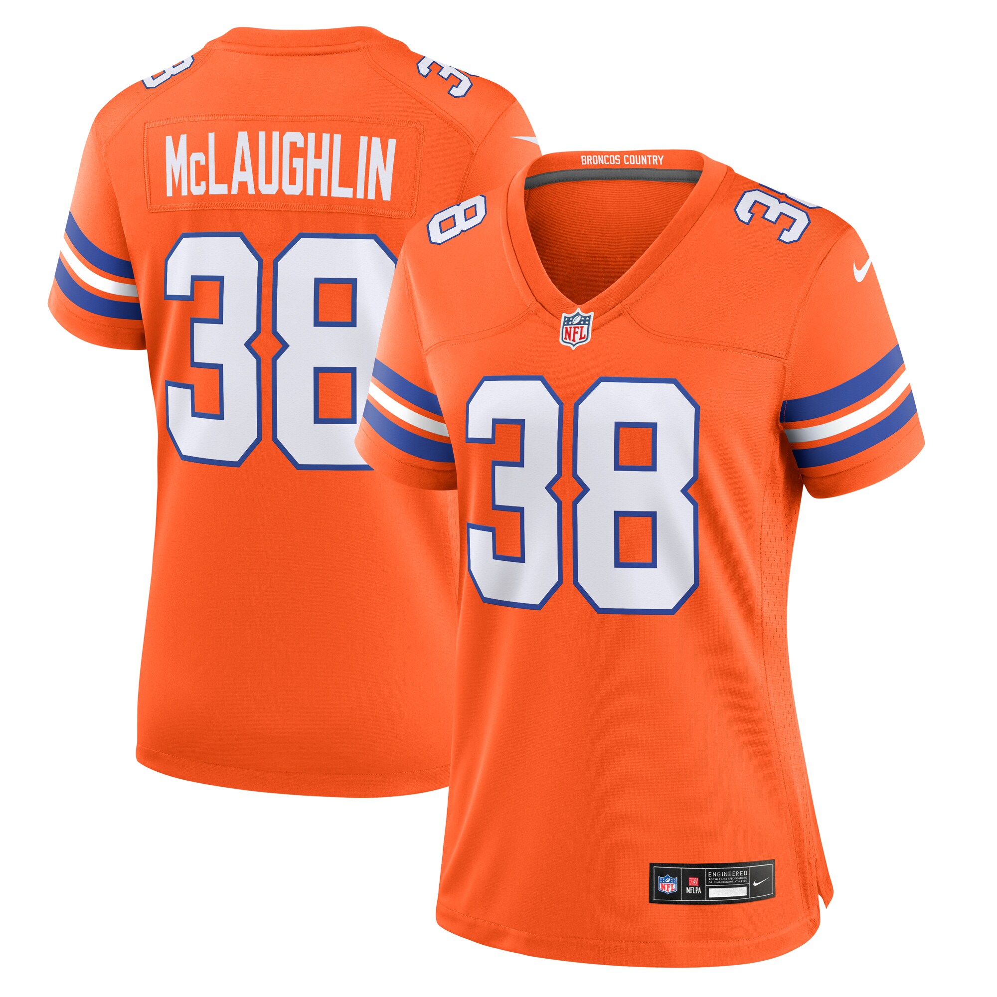 Women's Denver Broncos Jaleel McLaughlin Orange Mile High Collection 1977 Throwback Player Game Jersey JS4443 Saliibo