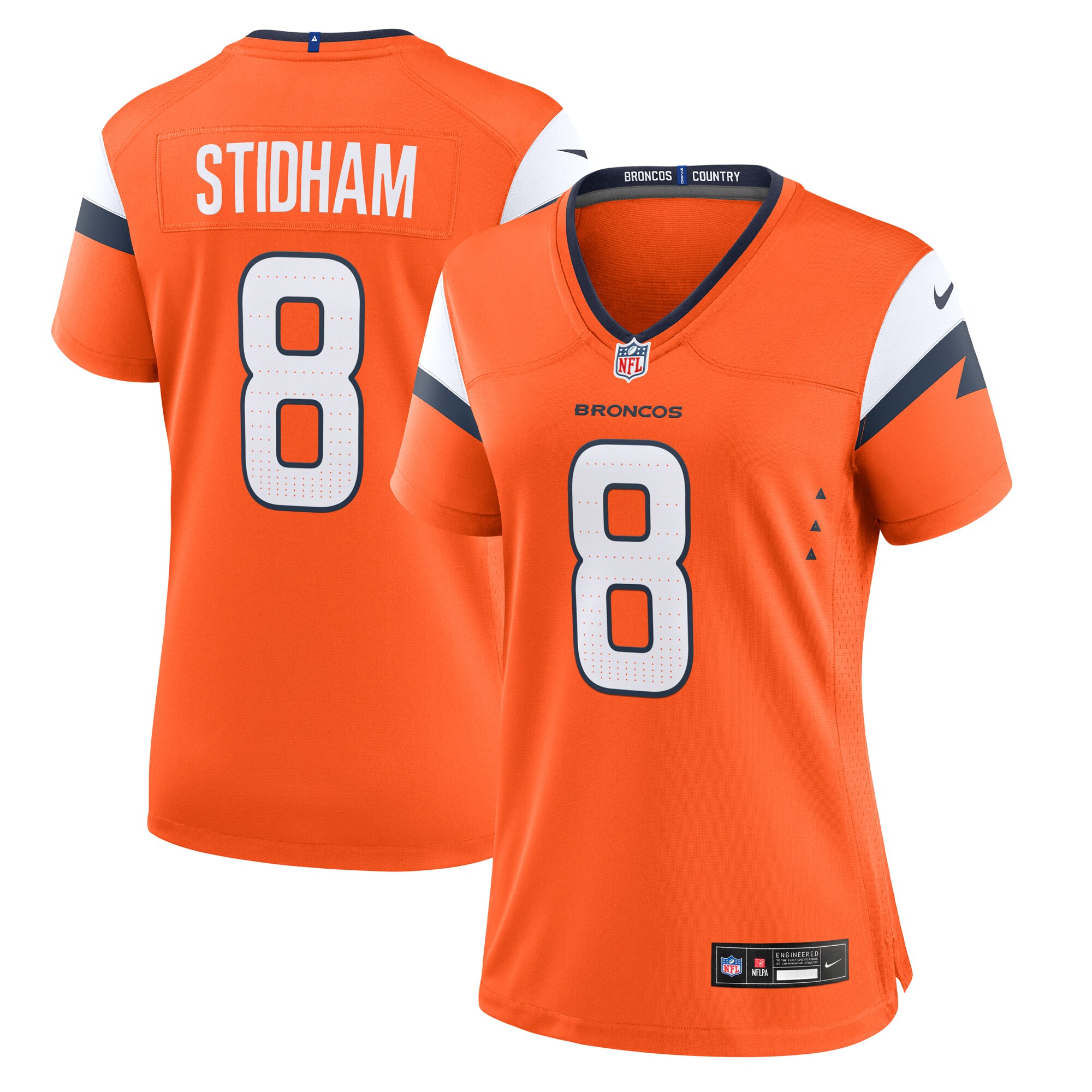 Women's Denver Broncos Jarrett Stidham Orange Team Game Jersey JS2528 Saliibo