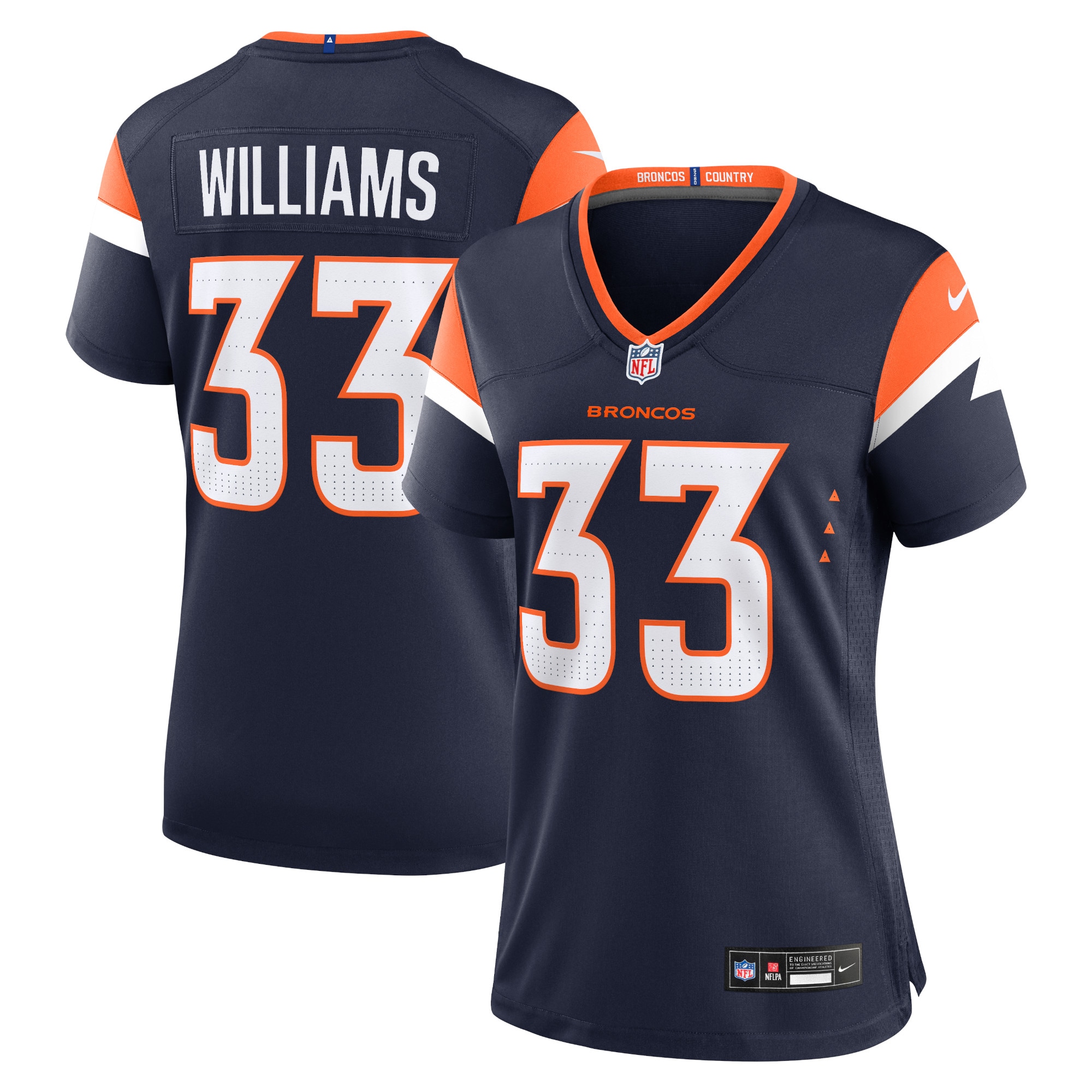 Women's Denver Broncos Javonte Williams Navy Mile High Collection Alternate Game Jersey JS1780 Saliibo