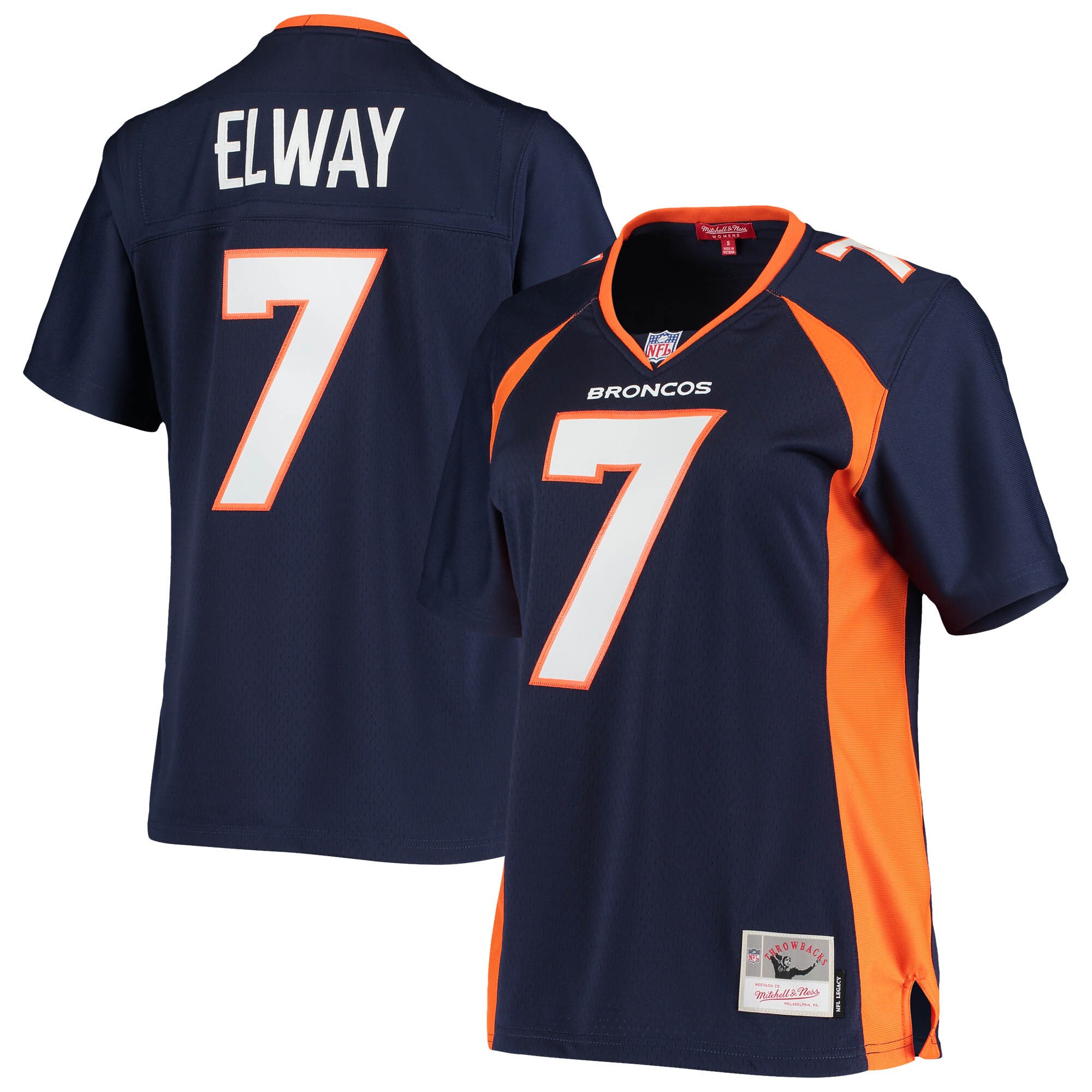 Women's Denver Broncos John Elway Mitchell & Ness Navy Legacy Team Jersey JS2449 Saliibo