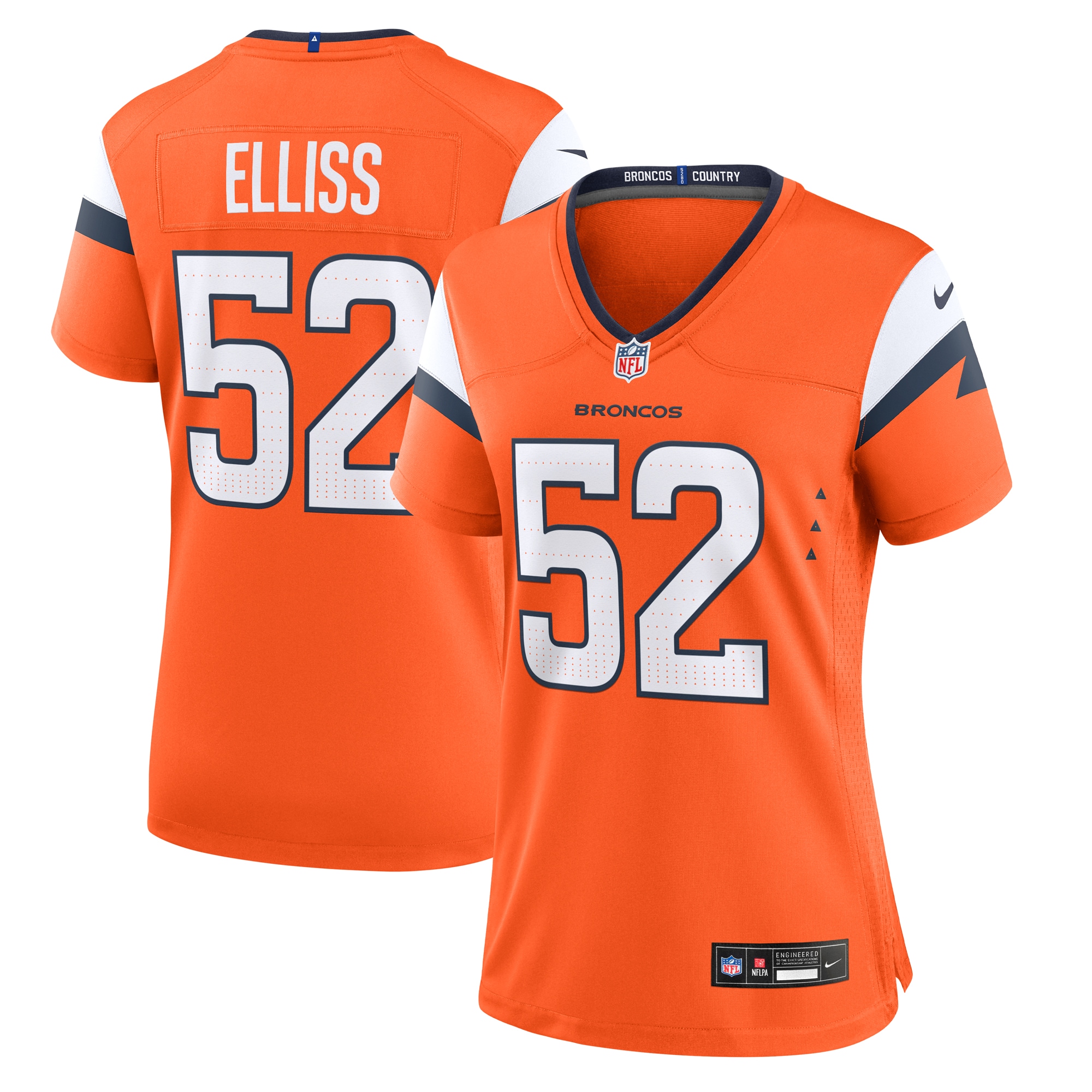Women's Denver Broncos Jonah Elliss Orange Team Game Jersey JS2562 Saliibo