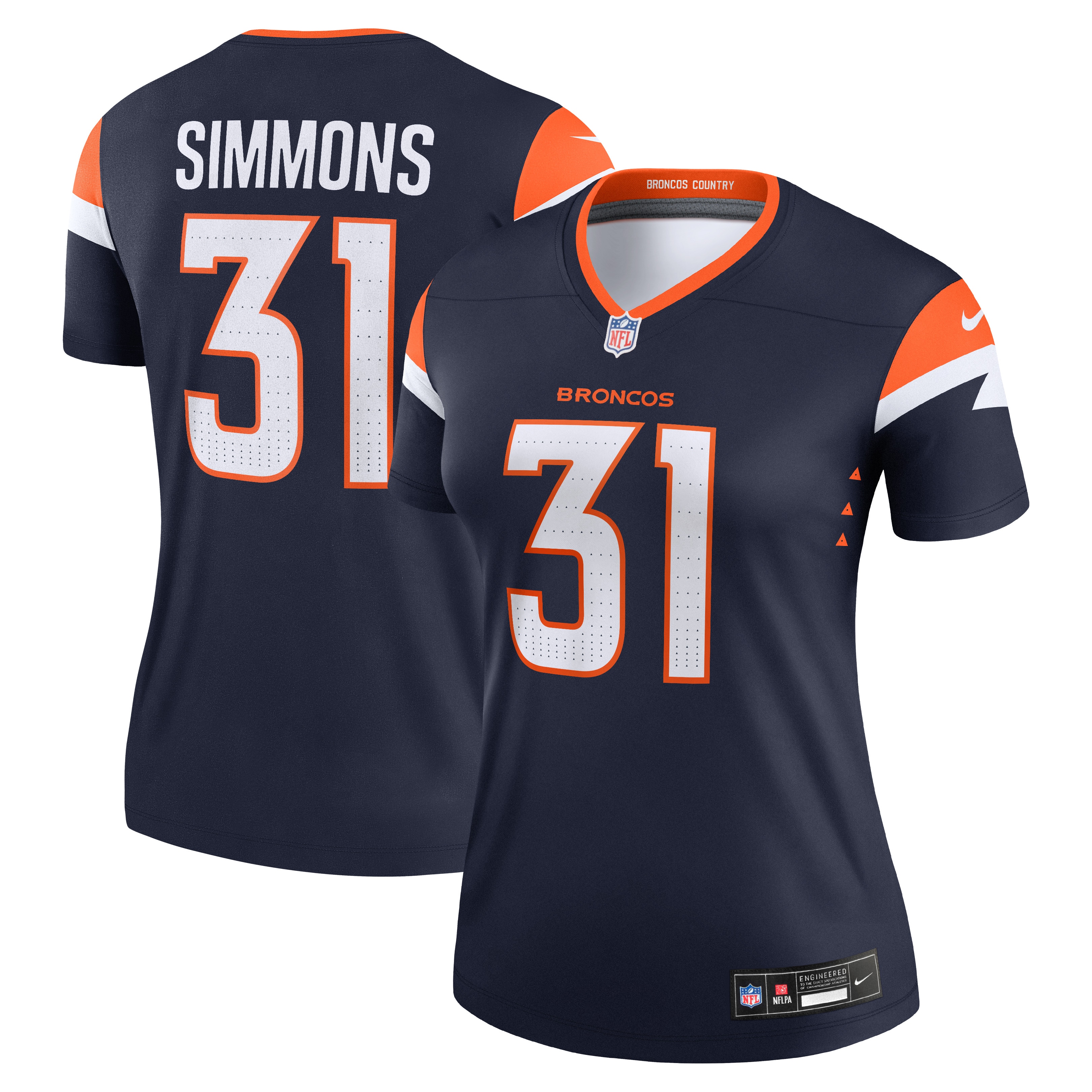 Women's Denver Broncos Justin Simmons Navy Alternate Legend Player Performance Top JS5846 Saliibo
