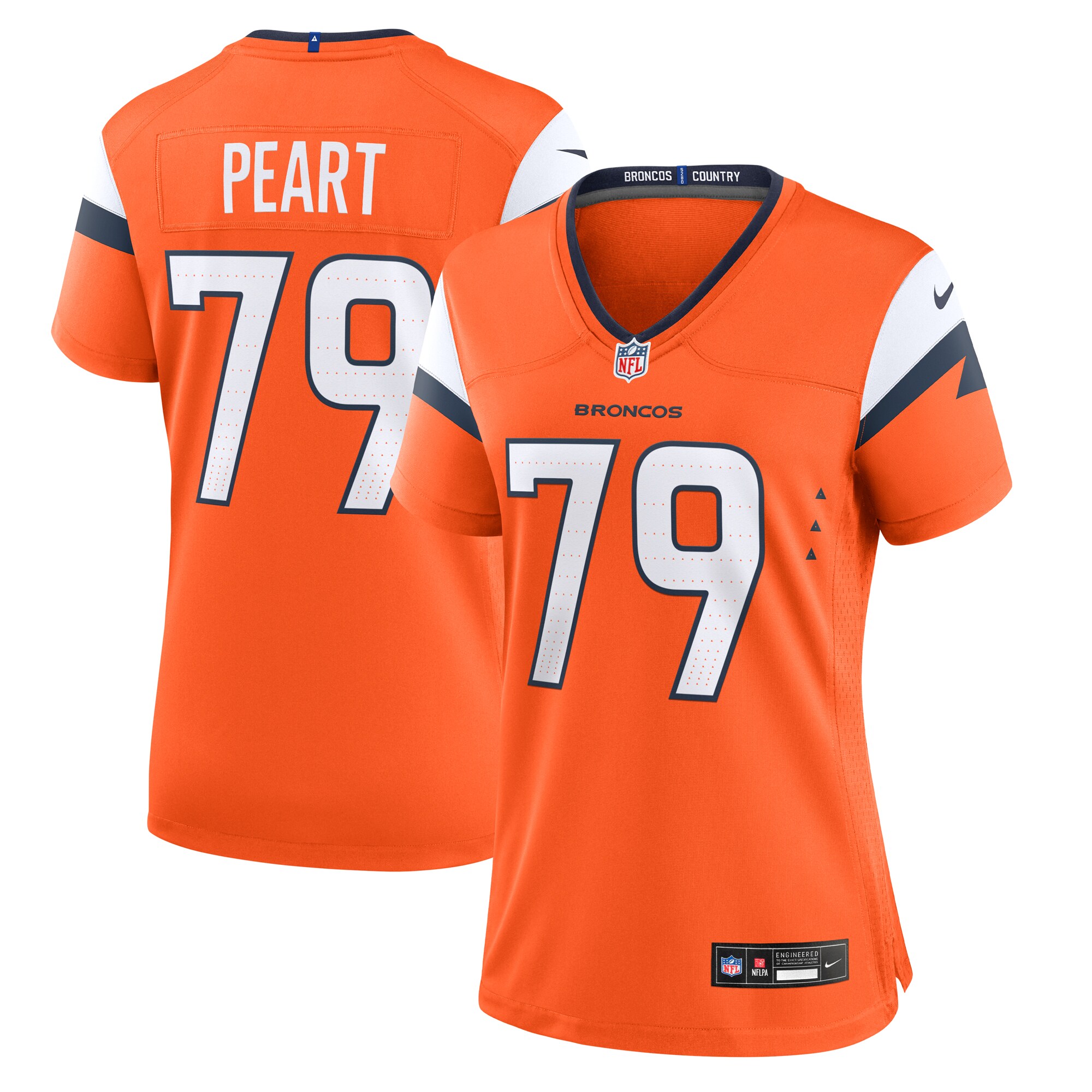 Women's Denver Broncos Matt Peart Orange Team Game Jersey JS6501 Saliibo