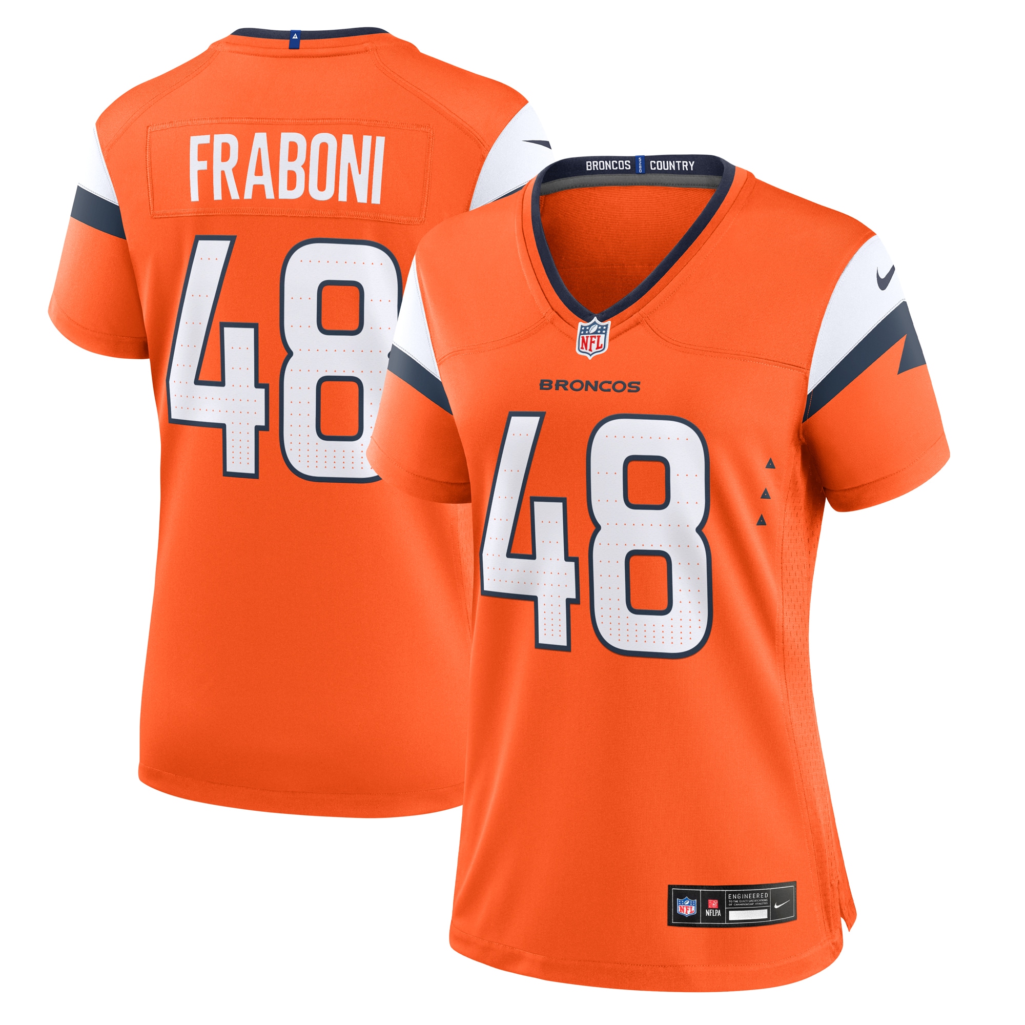 Women's Denver Broncos Mitchell Fraboni Orange Team Game Jersey JS8948 Saliibo