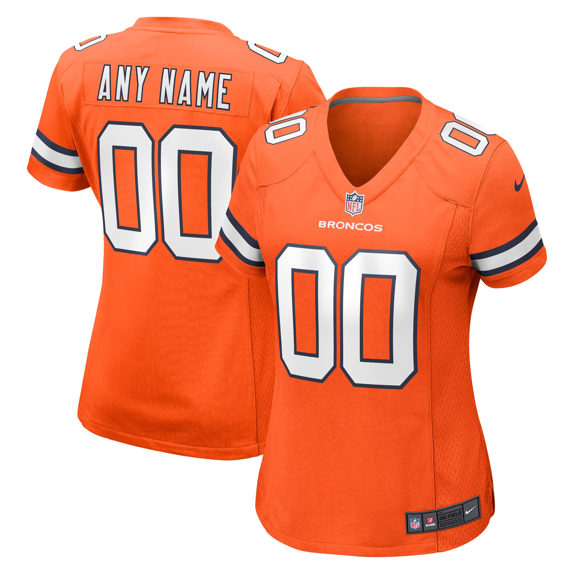 Women's Denver Broncos Orange Alternate Custom Game Jersey JS8870 Saliibo