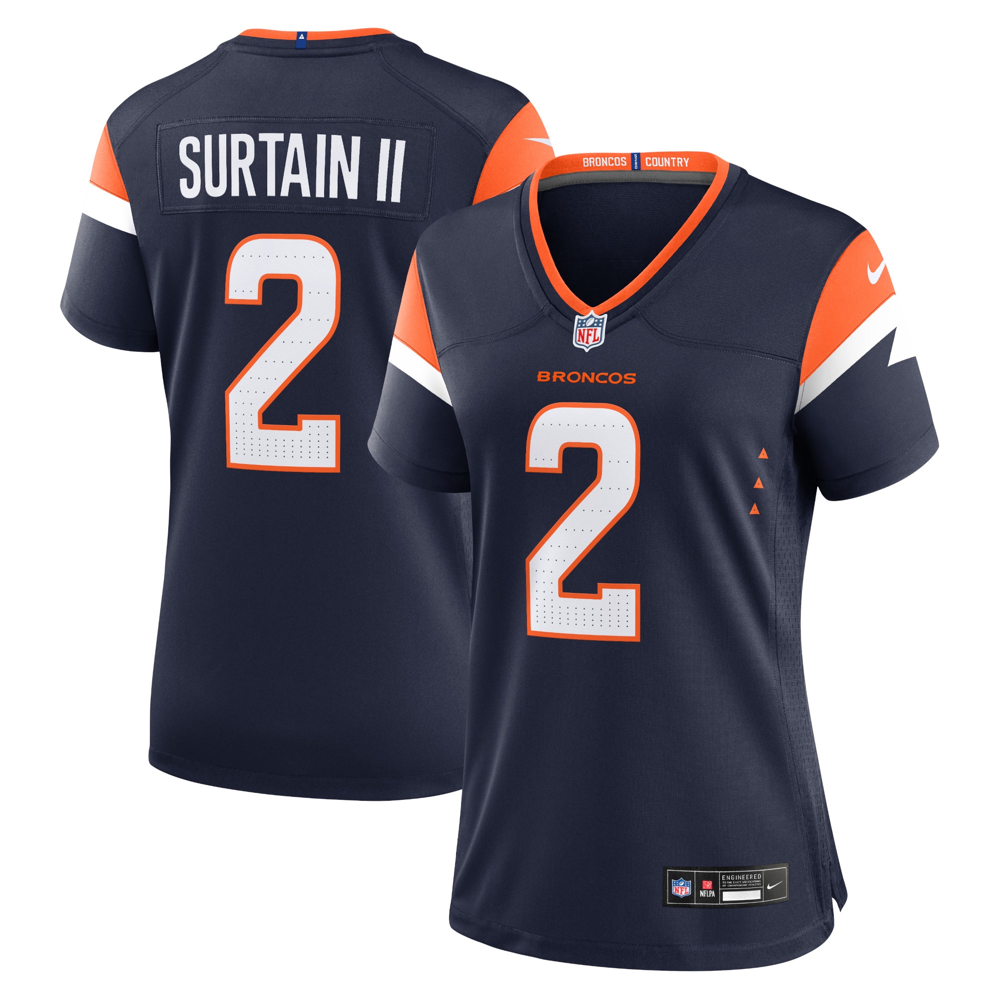 Women's Denver Broncos Patrick Surtain II Navy Mile High Collection Alternate Game Jersey JS4334 Saliibo