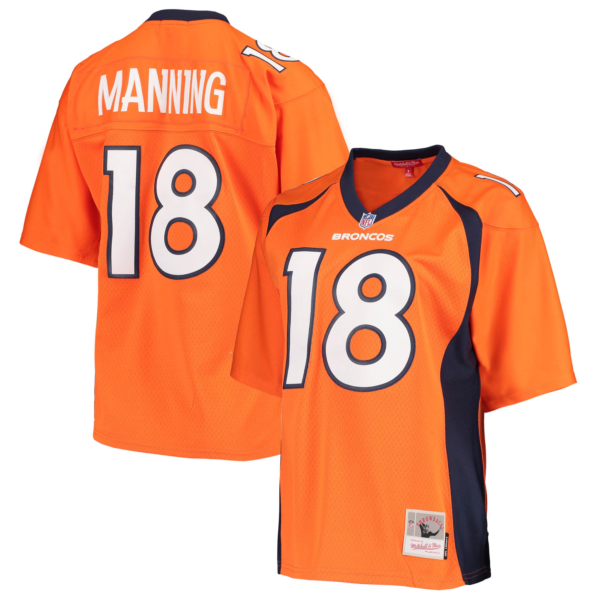 Women's Denver Broncos Peyton Manning Mitchell & Ness Orange Legacy Player Jersey JS2541 Saliibo