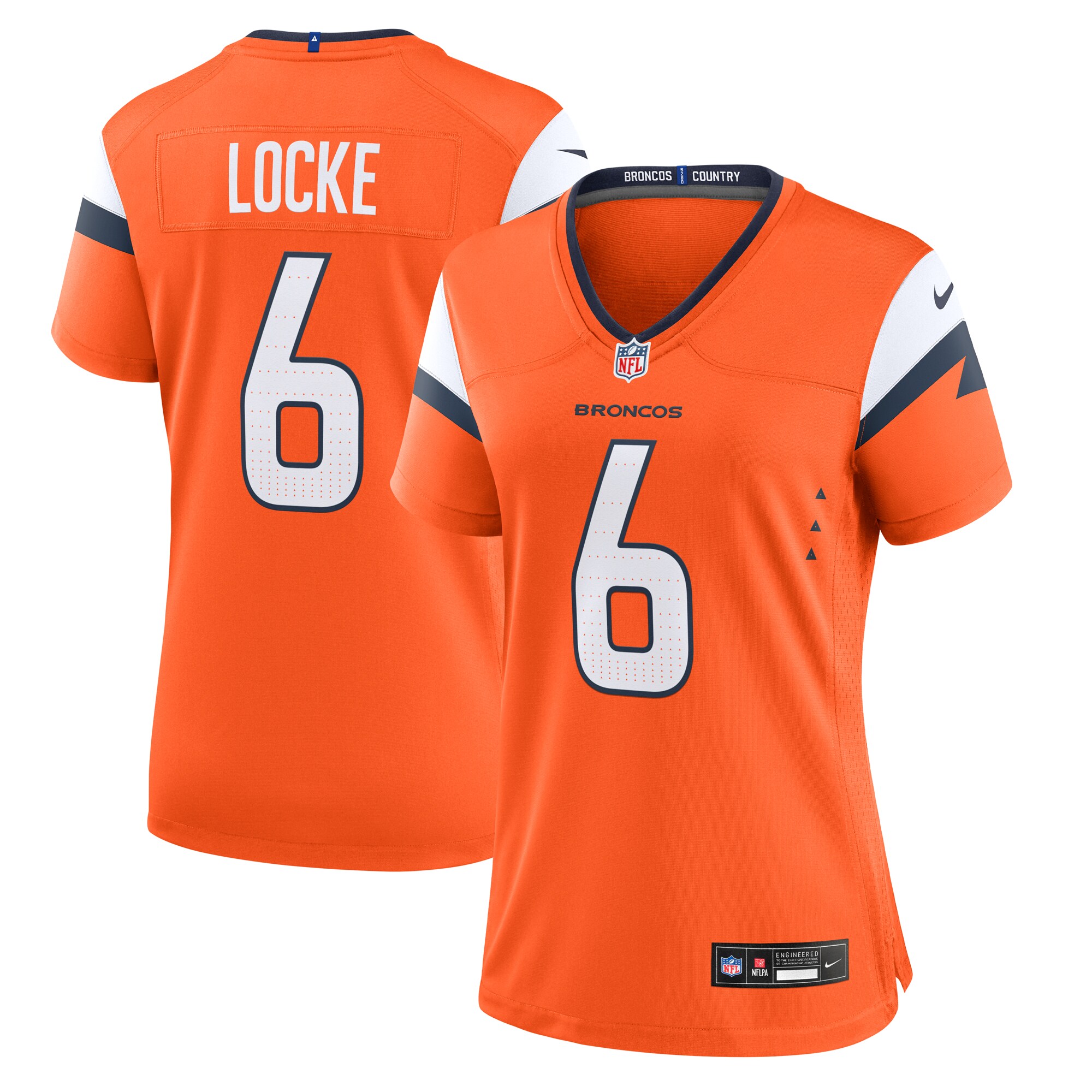 Women's Denver Broncos P.J. Locke Orange Team Game Jersey JS3645 Saliibo