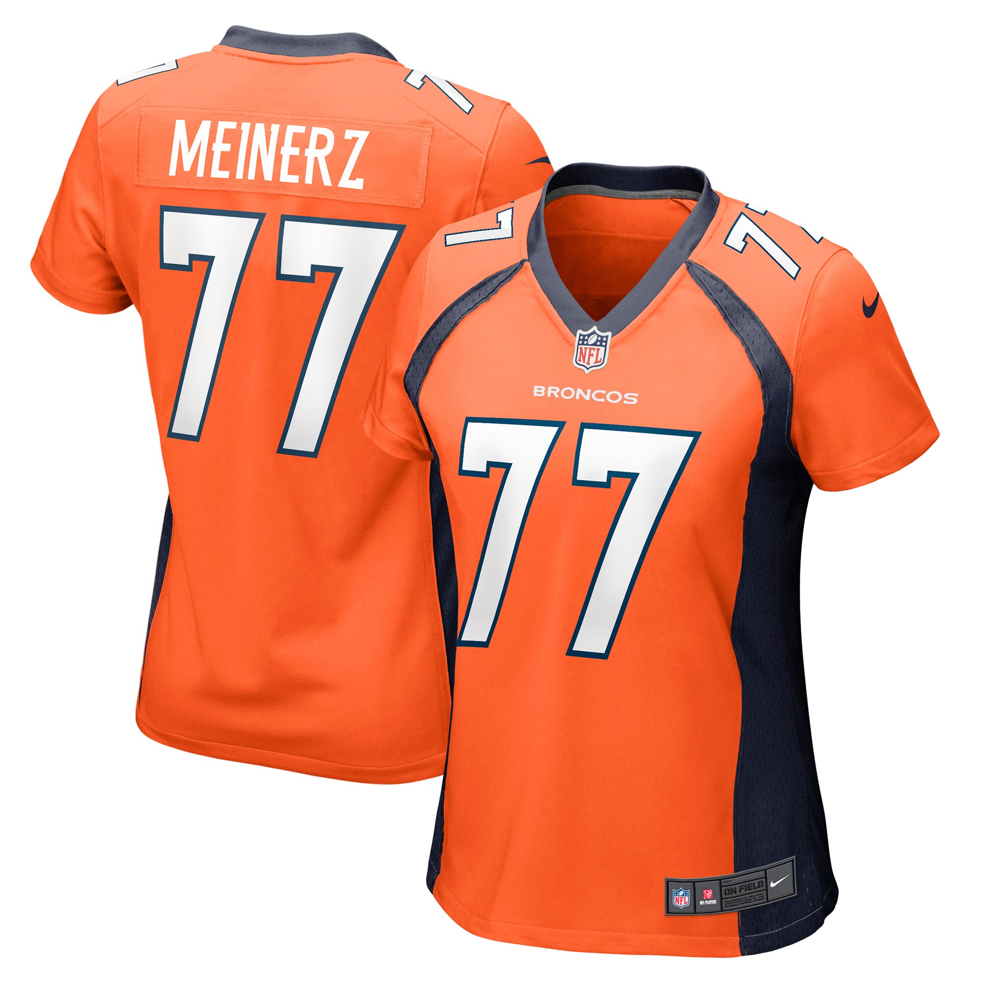 Women's Denver Broncos Quinn Meinerz Orange Game Jersey JS2449 Saliibo