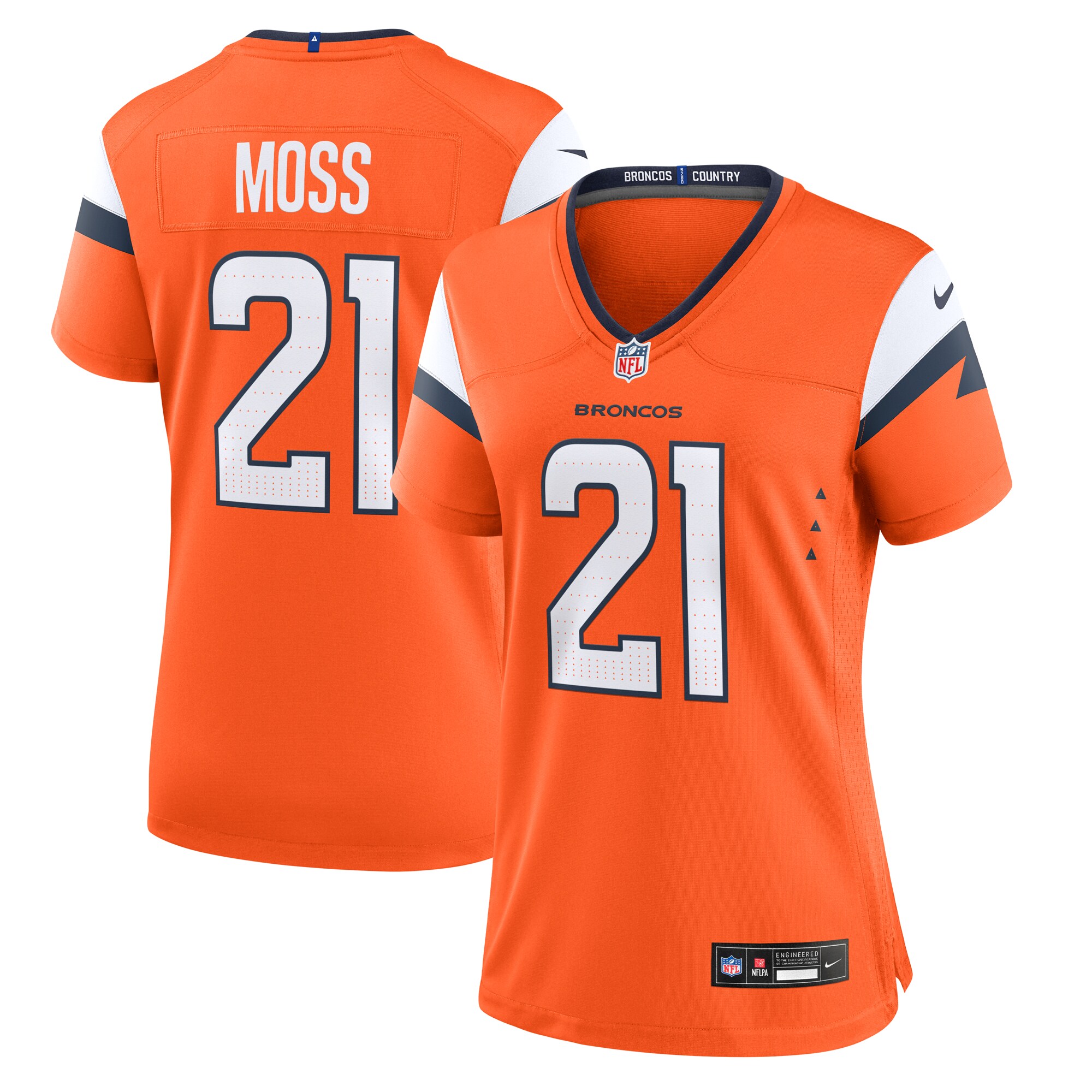 Women's Denver Broncos Riley Moss Orange Team Game Jersey JS3141 Saliibo