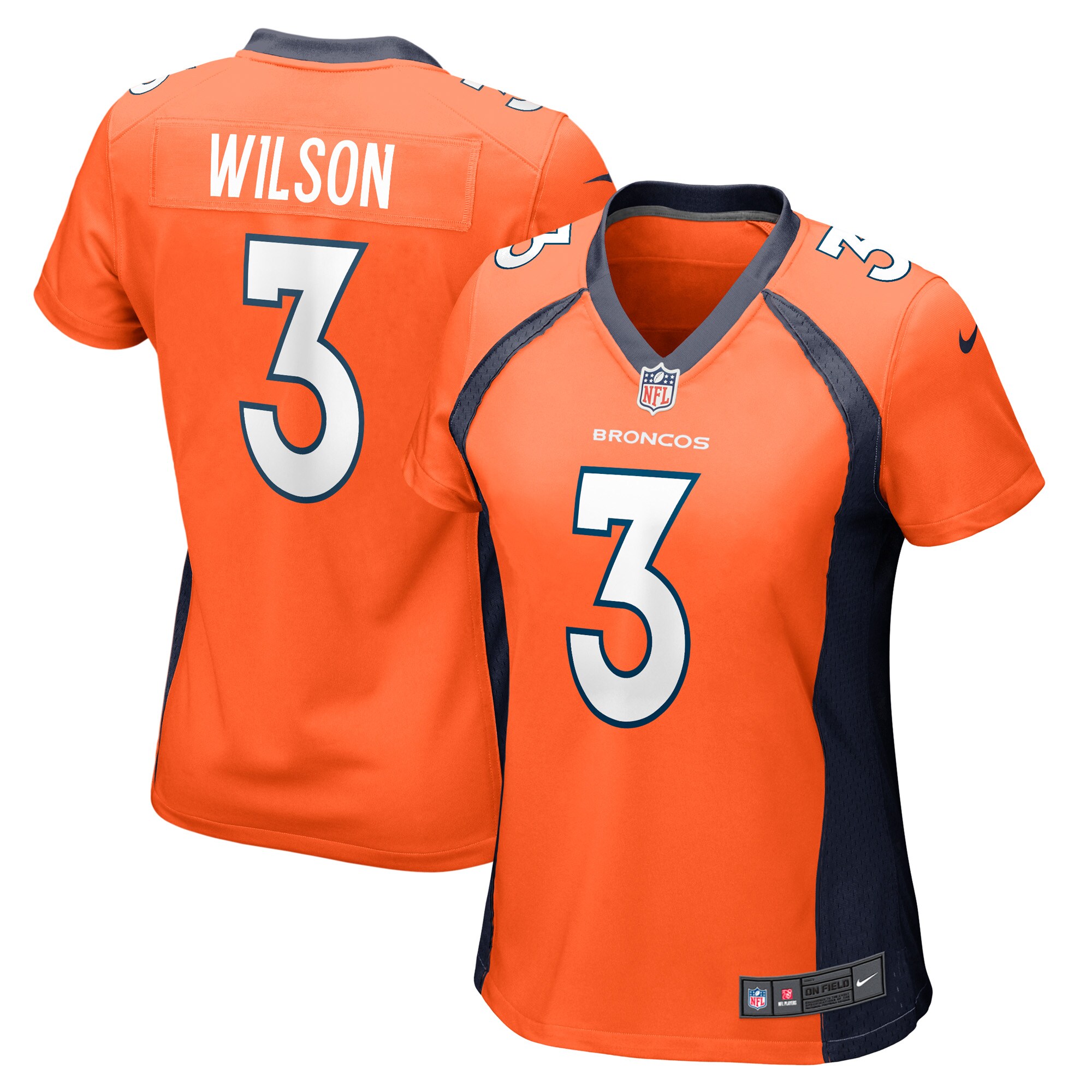 Women's Denver Broncos Russell Wilson Orange Player Jersey JS3802 Saliibo
