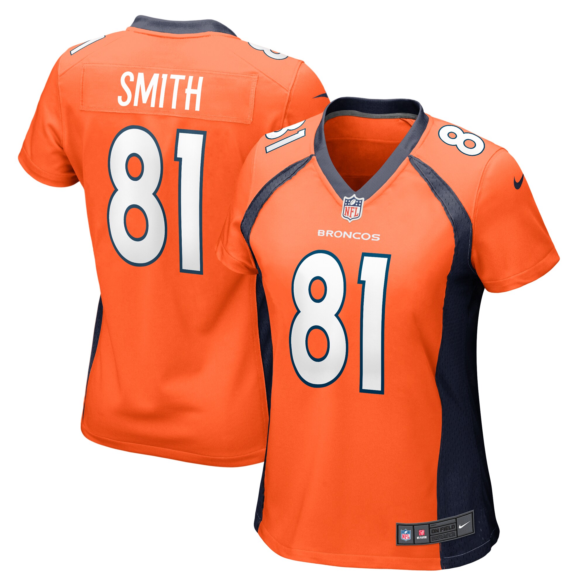 Women's Denver Broncos Tre'Quan Smith Orange Game Jersey JS2324 Saliibo