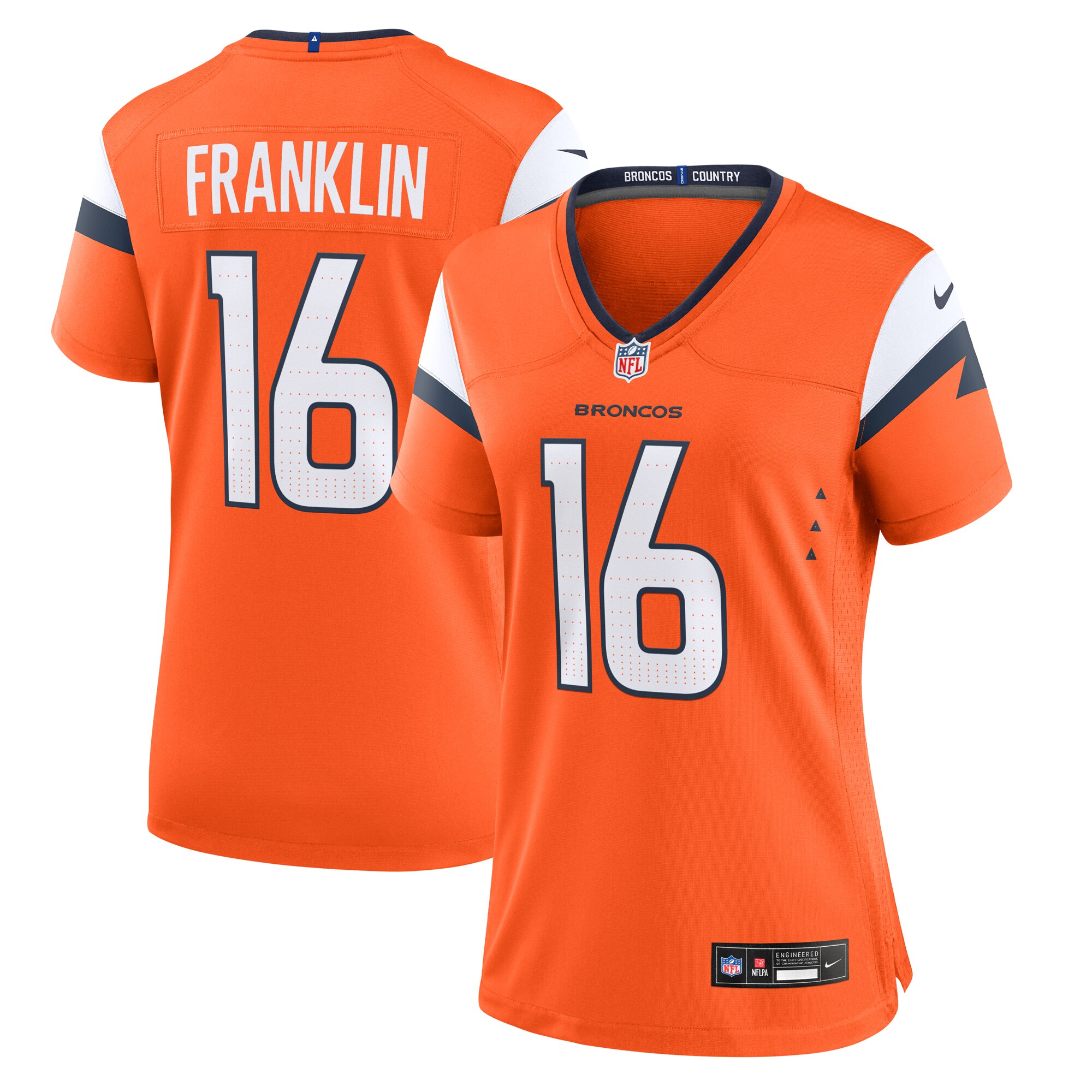 Women's Denver Broncos Troy Franklin Orange Team Game Jersey JS2969 Saliibo
