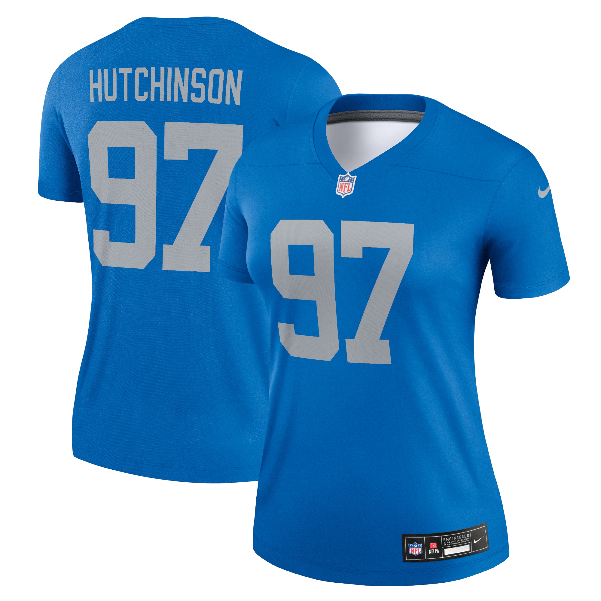 Women's Detroit Lions Aidan Hutchinson Blue Alternate Legend Player Performance Top JS6803 Saliibo