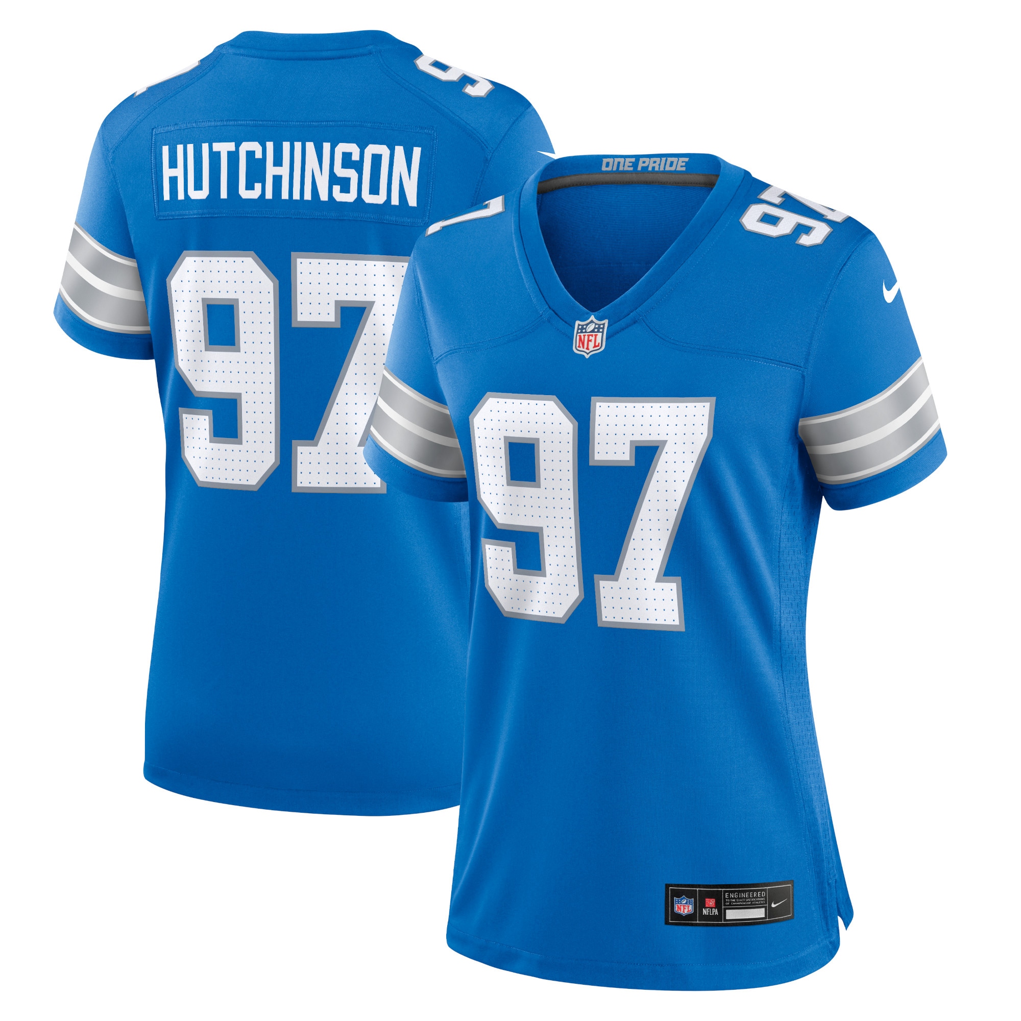 Women's Detroit Lions Aidan Hutchinson Blue Game Jersey JS2976 Saliibo