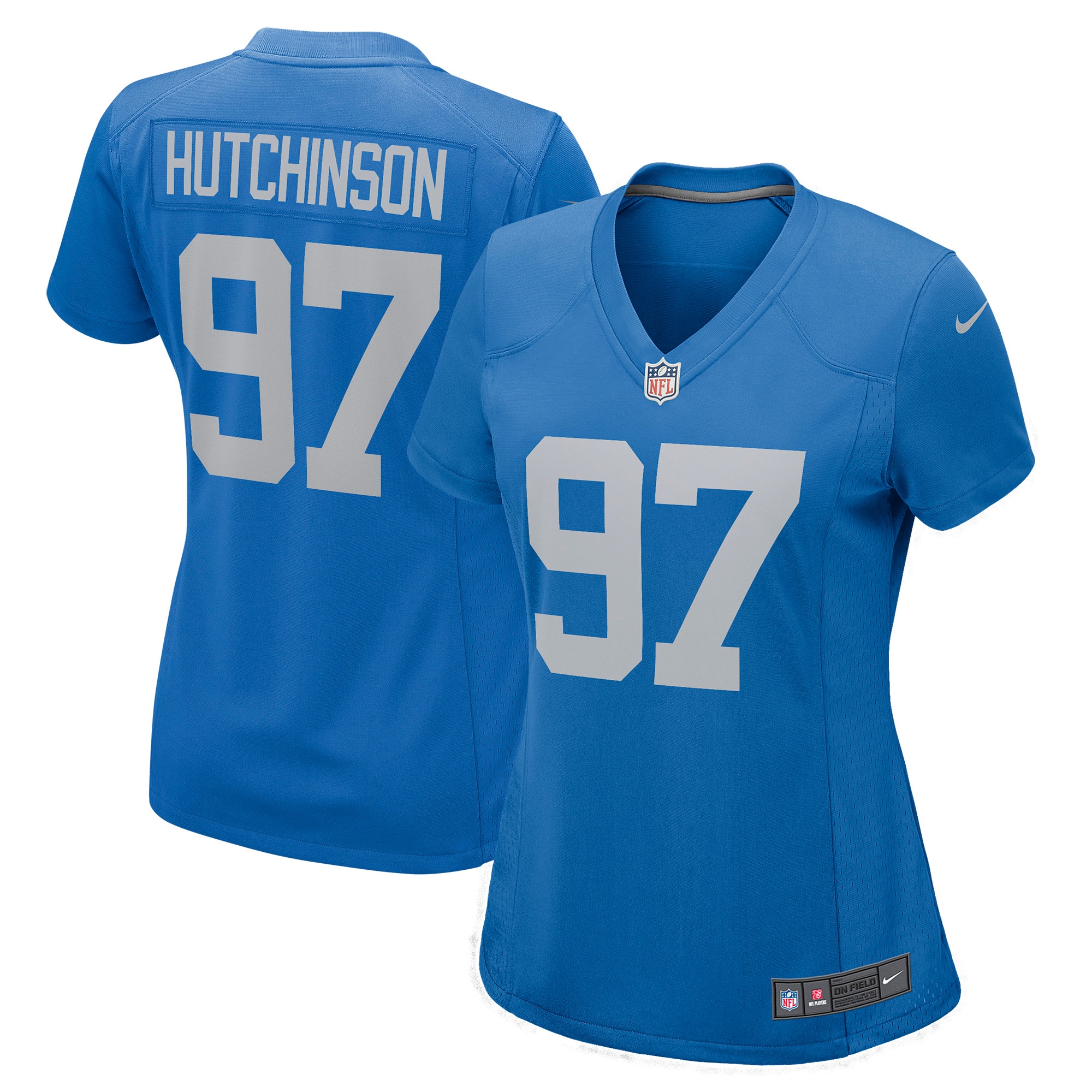 Women's Detroit Lions Aidan Hutchinson Blue Player Jersey JS4650 Saliibo